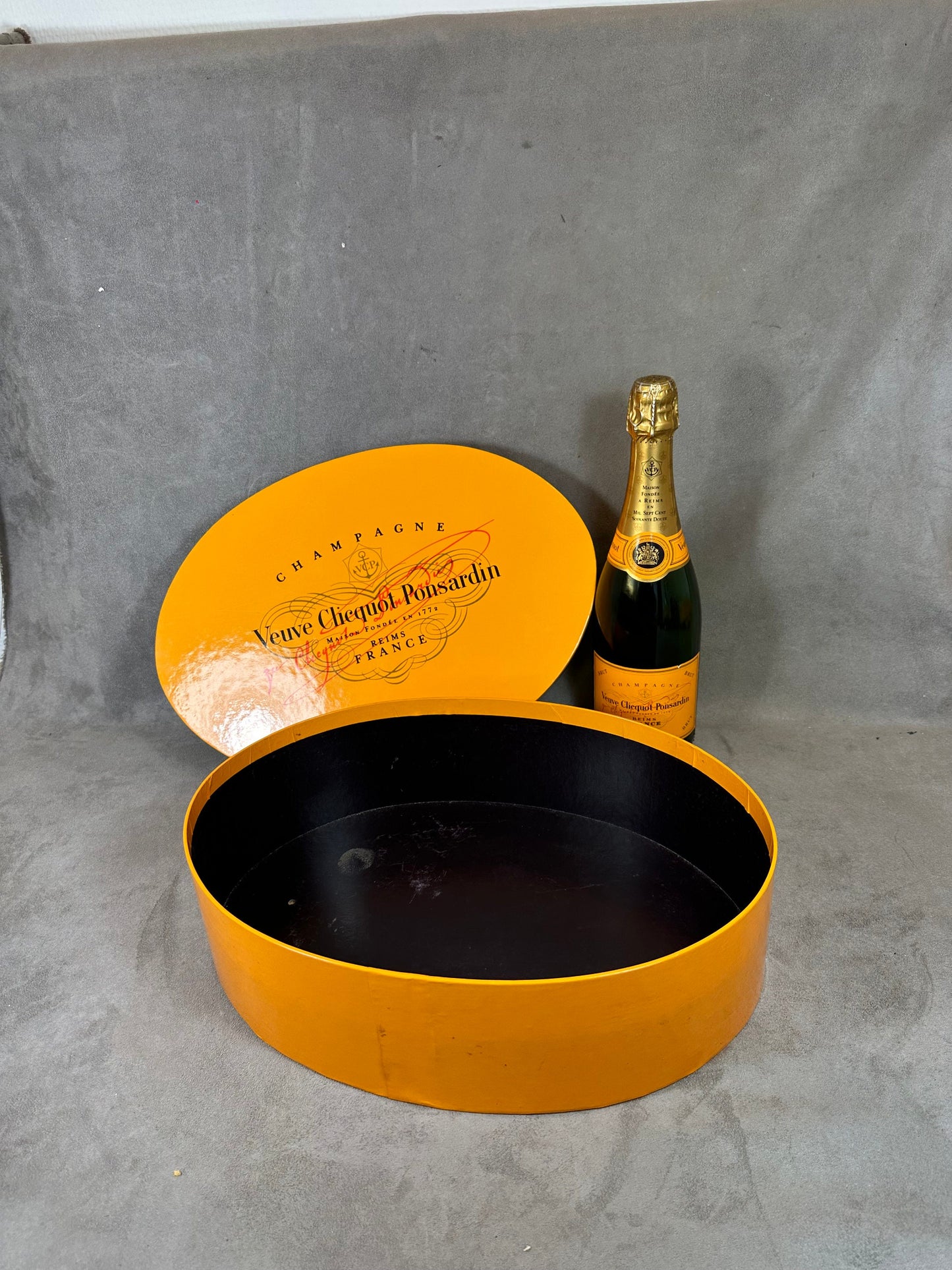 Veuve Clicquot Ponsardin Champagne Cardboard Bottle Case, Made in France, Vintage 2000