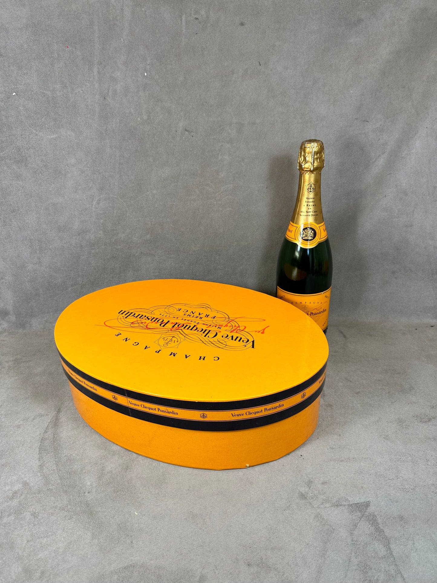 Veuve Clicquot Ponsardin Champagne Cardboard Bottle Case, Made in France, Vintage 2000