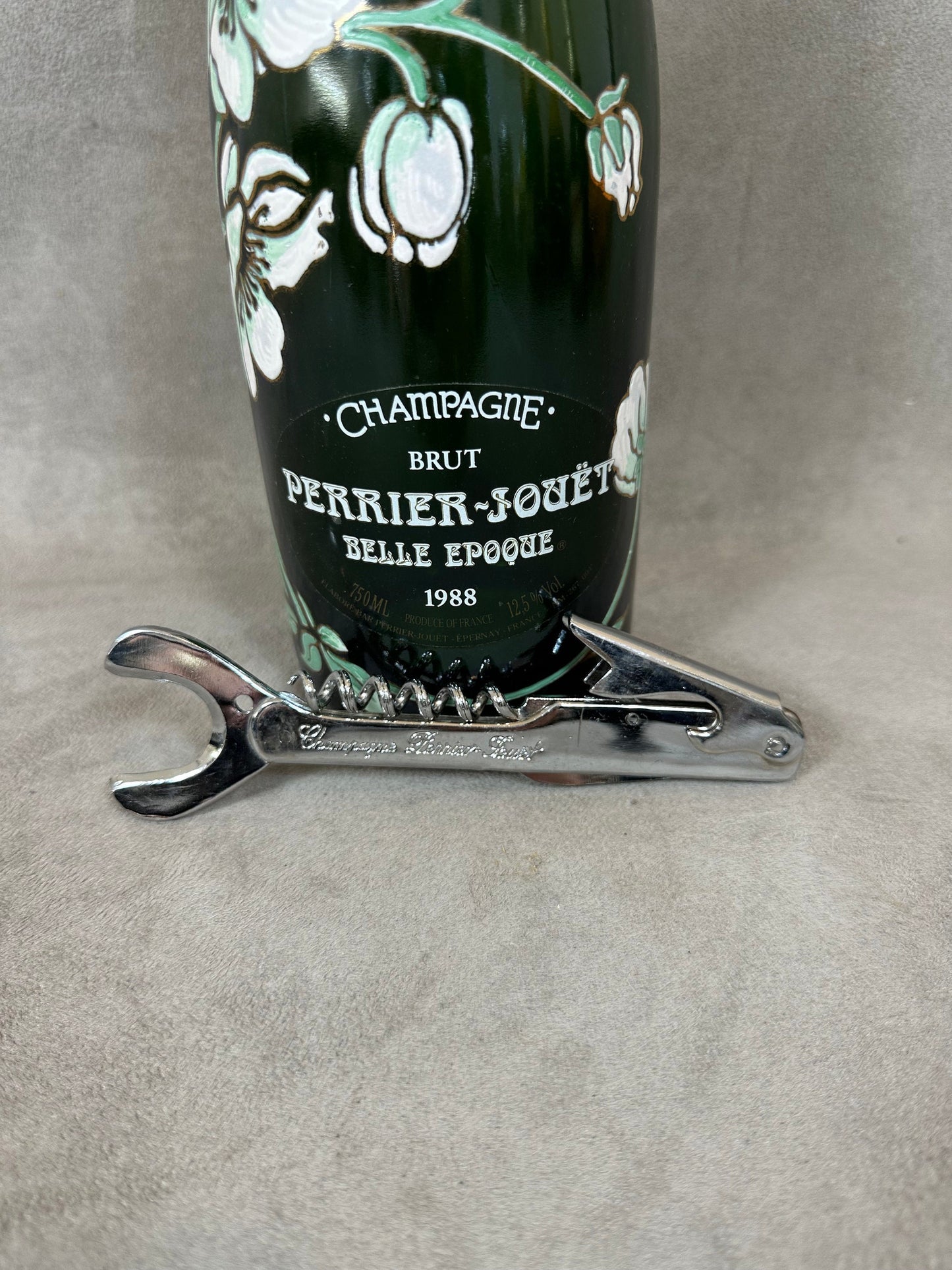 Perrier-Jouët Flaschenöffner, Vintage Stahlkorkenzieher Made in France, Weinsammler, Französischer Wein