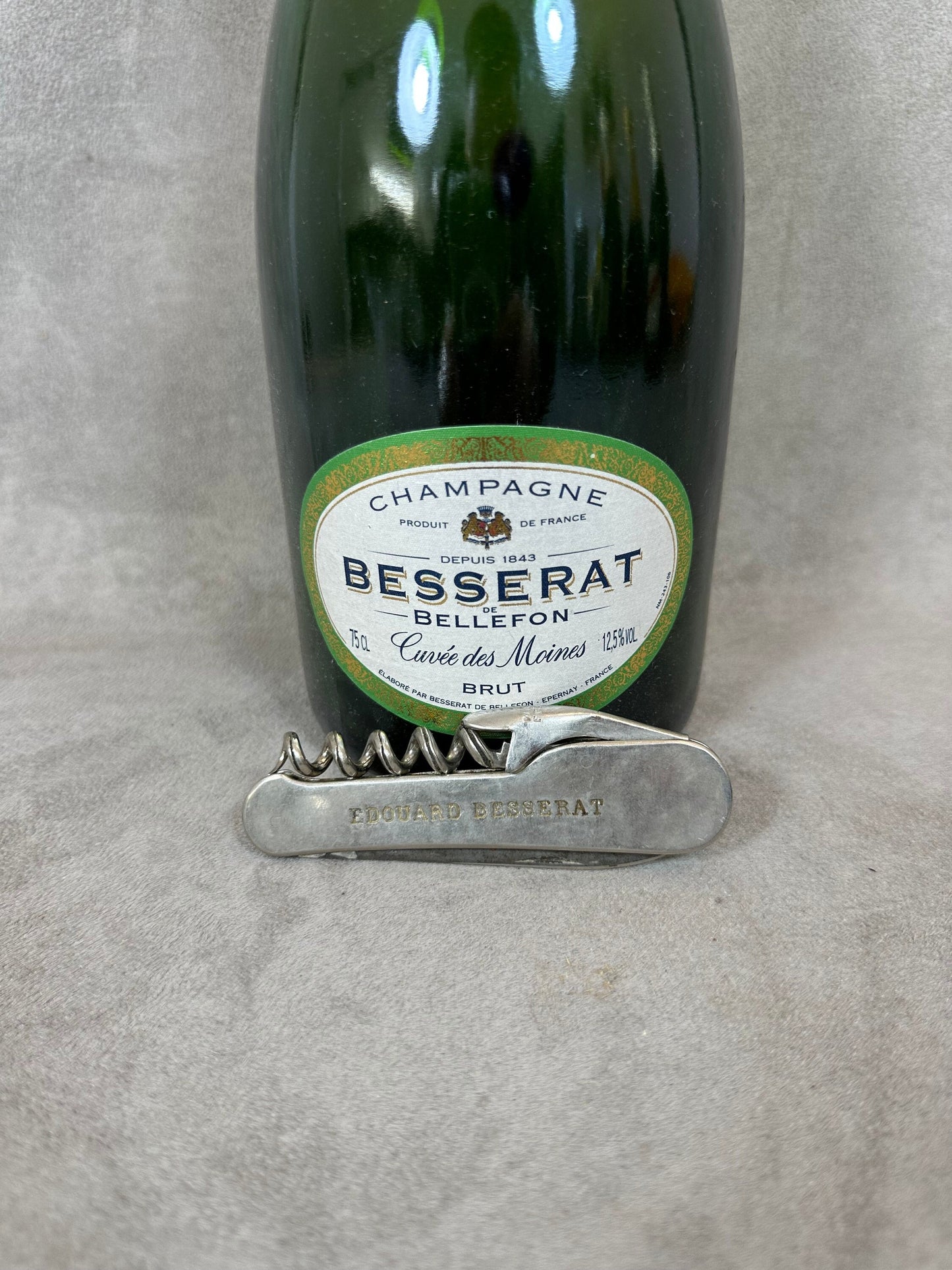 Besserat de Bellefon Edouard Besserat Bottle Opener, Vintage Steel Corkscrew Made in France, Wine Collectors, French Wine