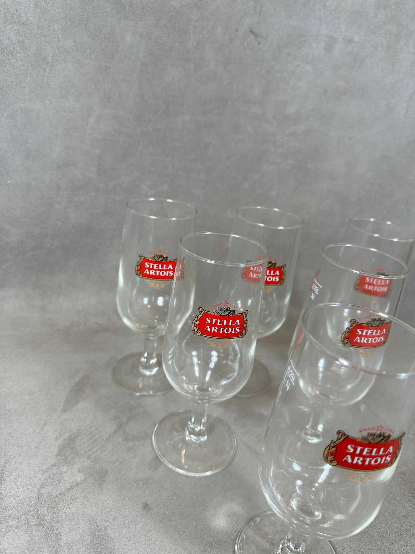 Set of 6 vintage Stella Artois glass beer glasses