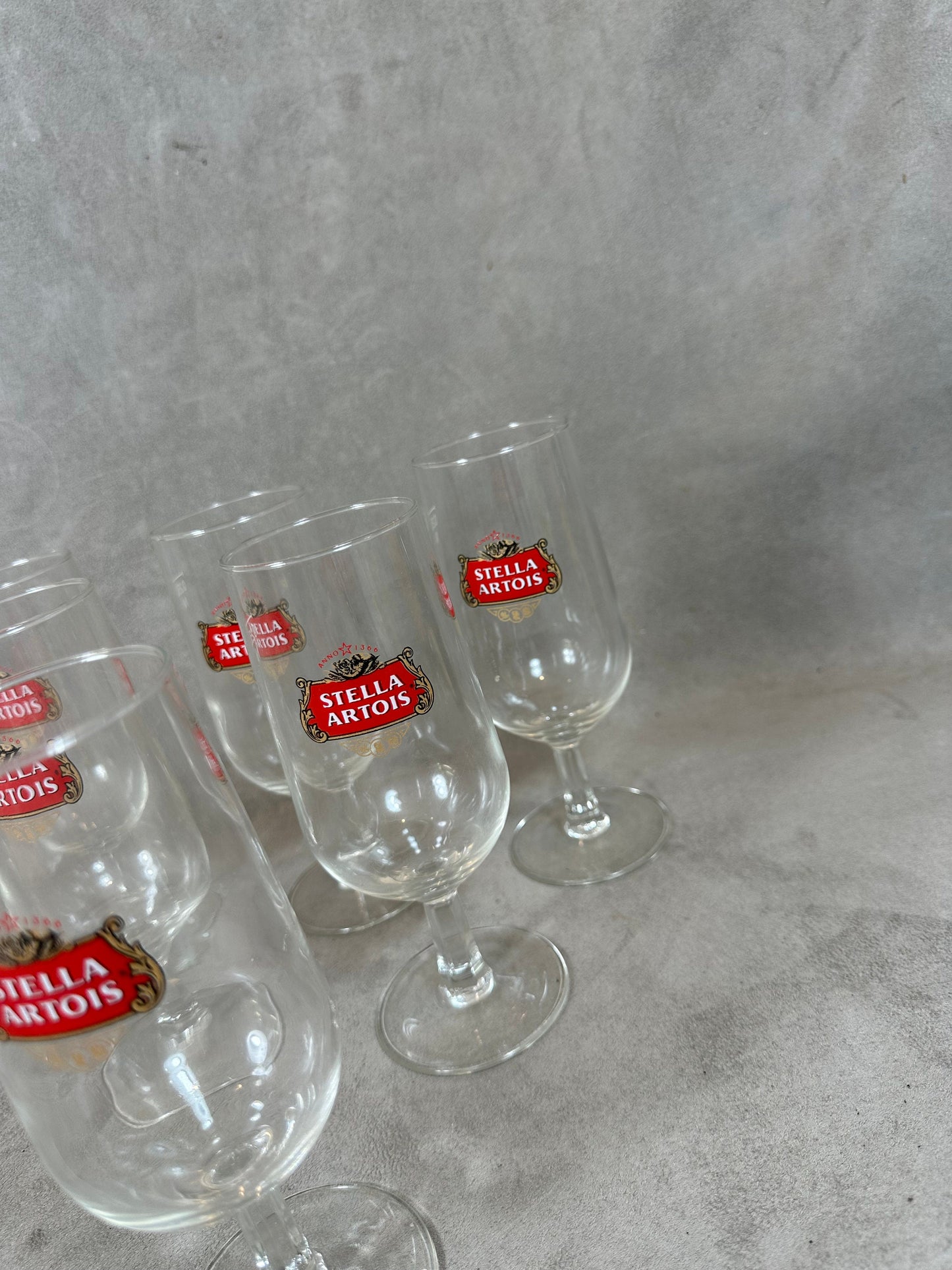 Set of 6 vintage Stella Artois glass beer glasses
