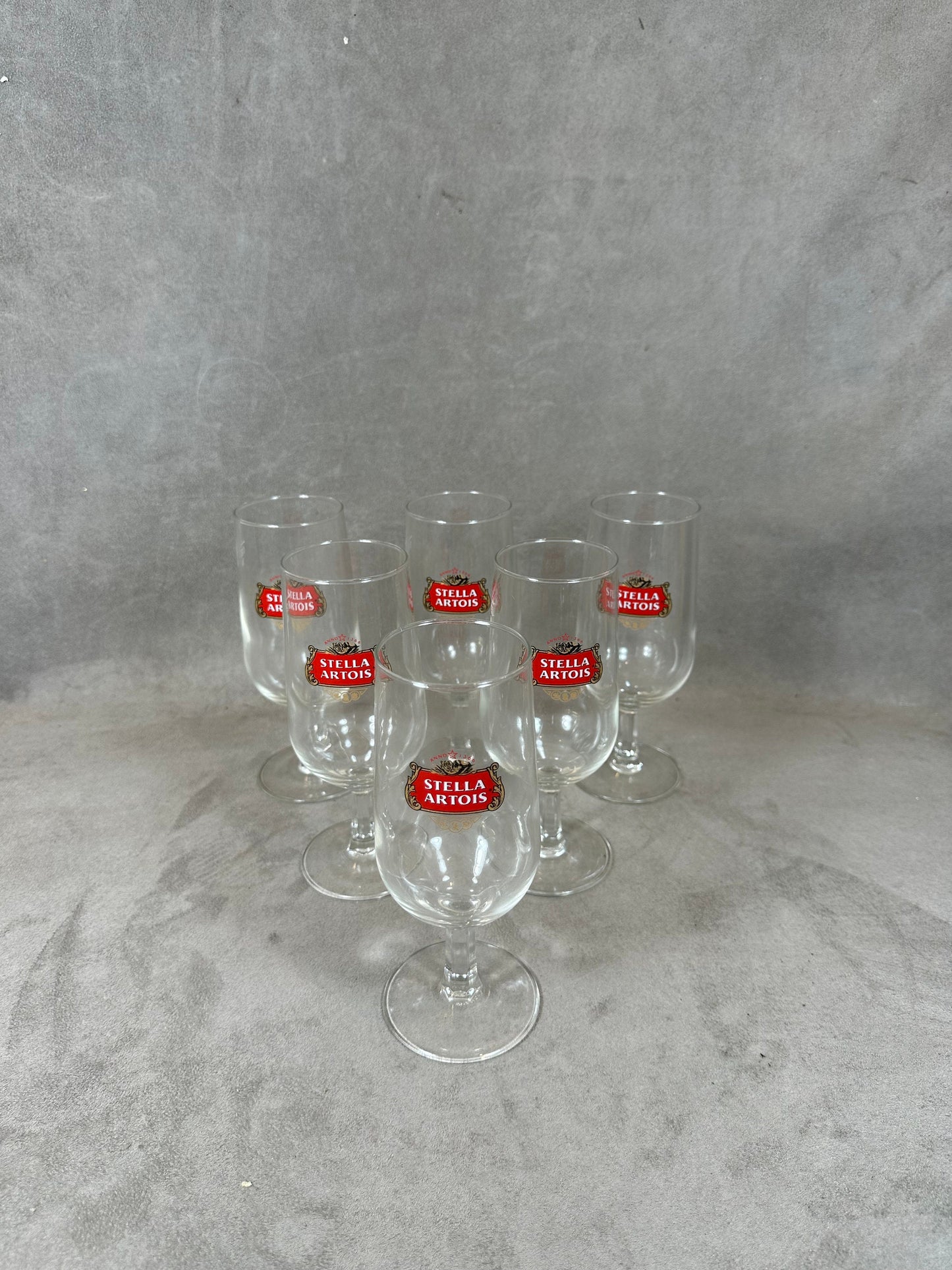 Set of 6 vintage Stella Artois glass beer glasses