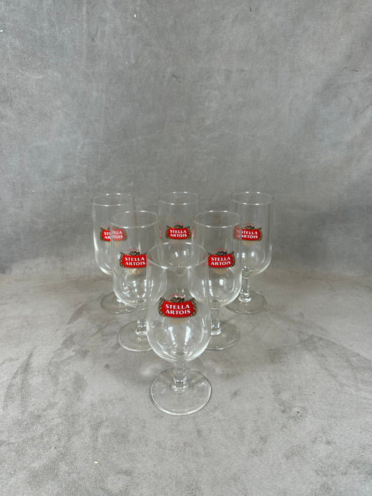 Set of 6 vintage Stella Artois glass beer glasses