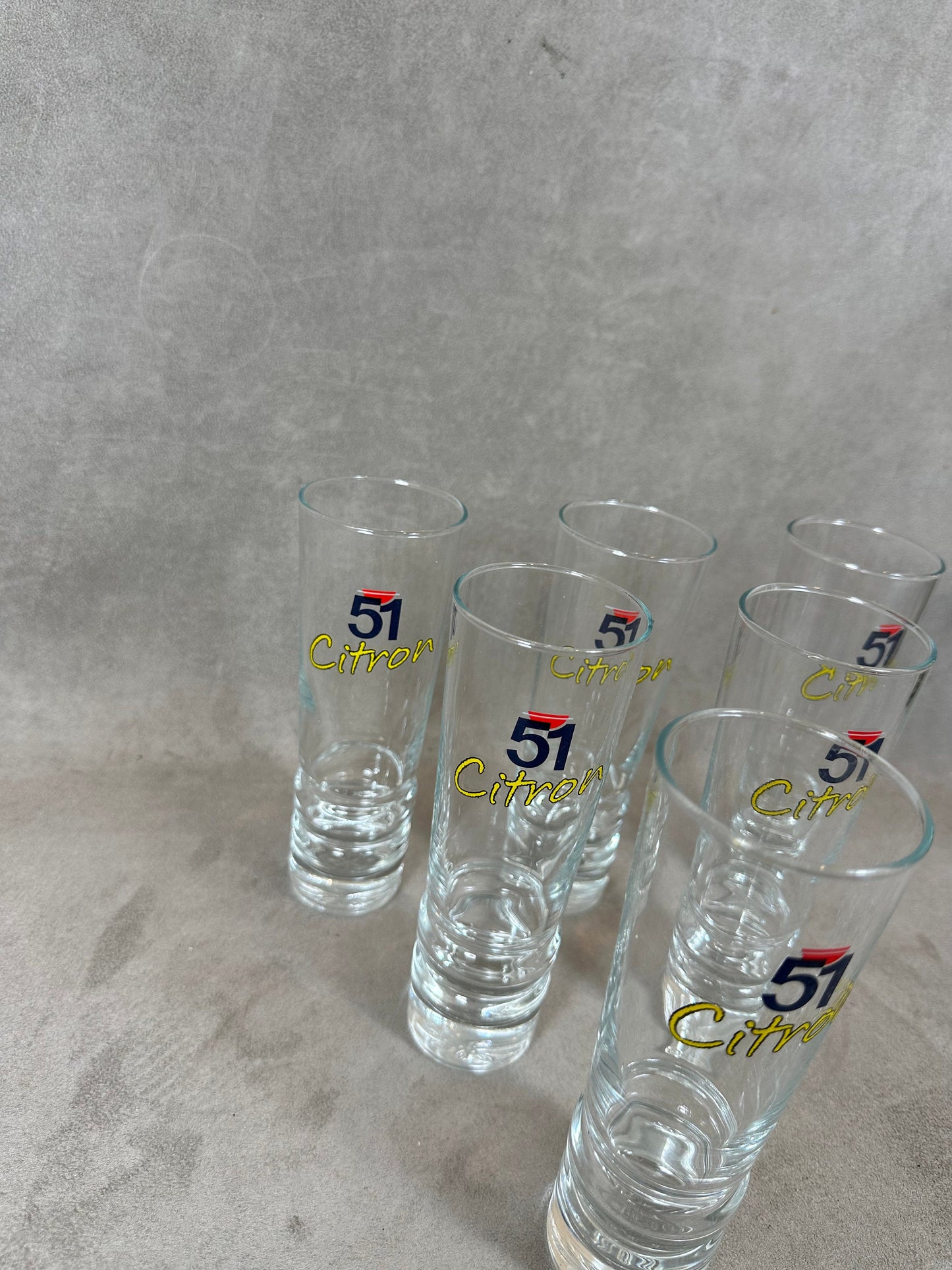 Set of 6 Pastis glasses Pastis 51 Citron in vintage retro glass Made in France 1980s