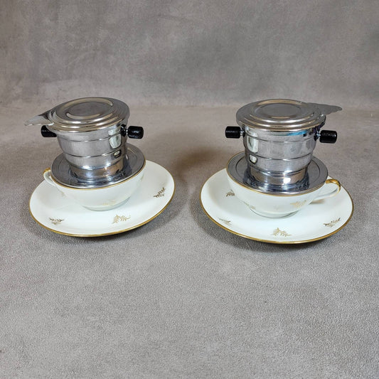 Set of 2 vintage solid stainless steel coffee filters Made in France 1970