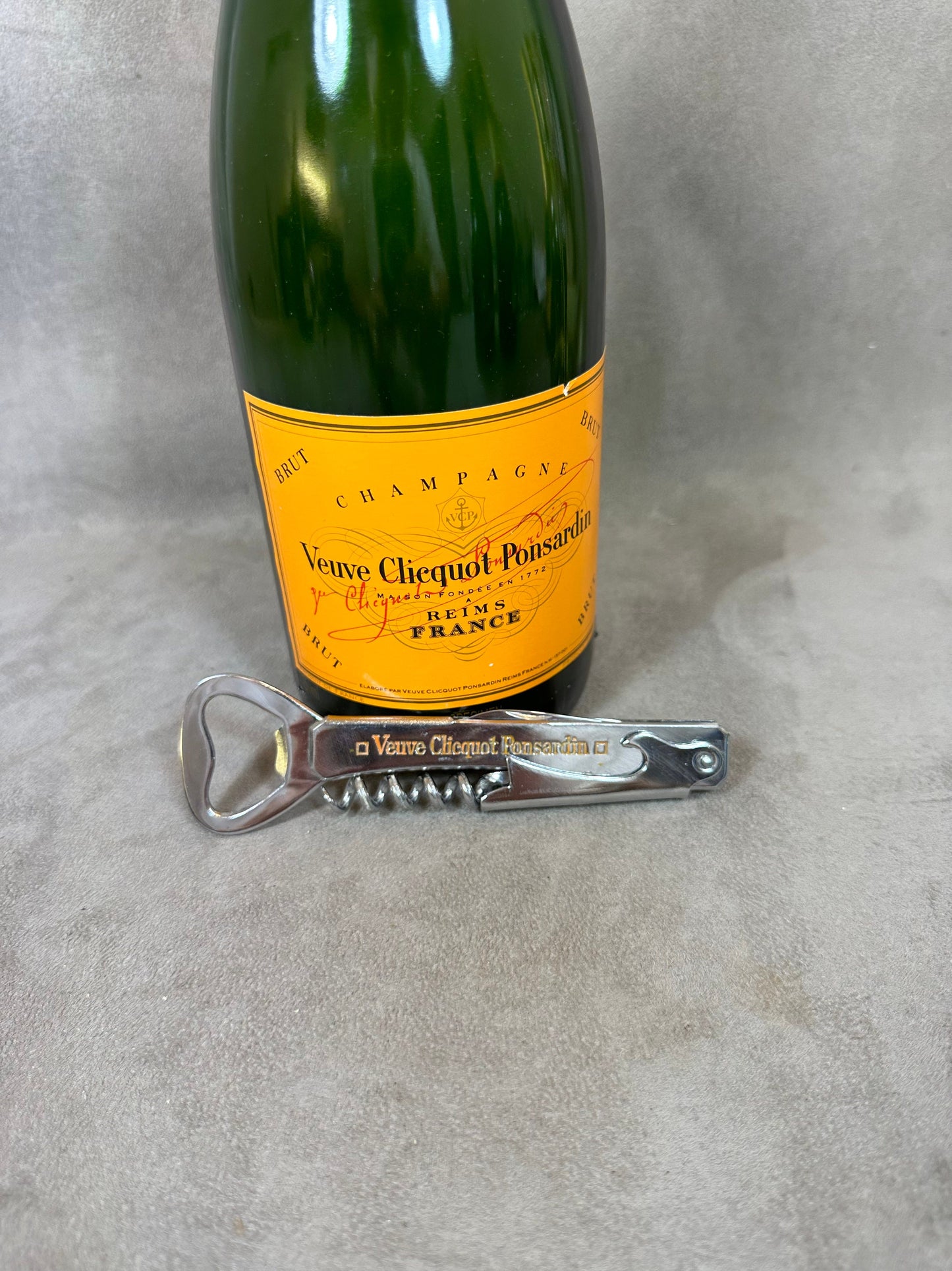 Veuve Clicquot Flaschenöffner, Vintage Stahlkorkenzieher Made in France, Weinsammler, französischer Wein