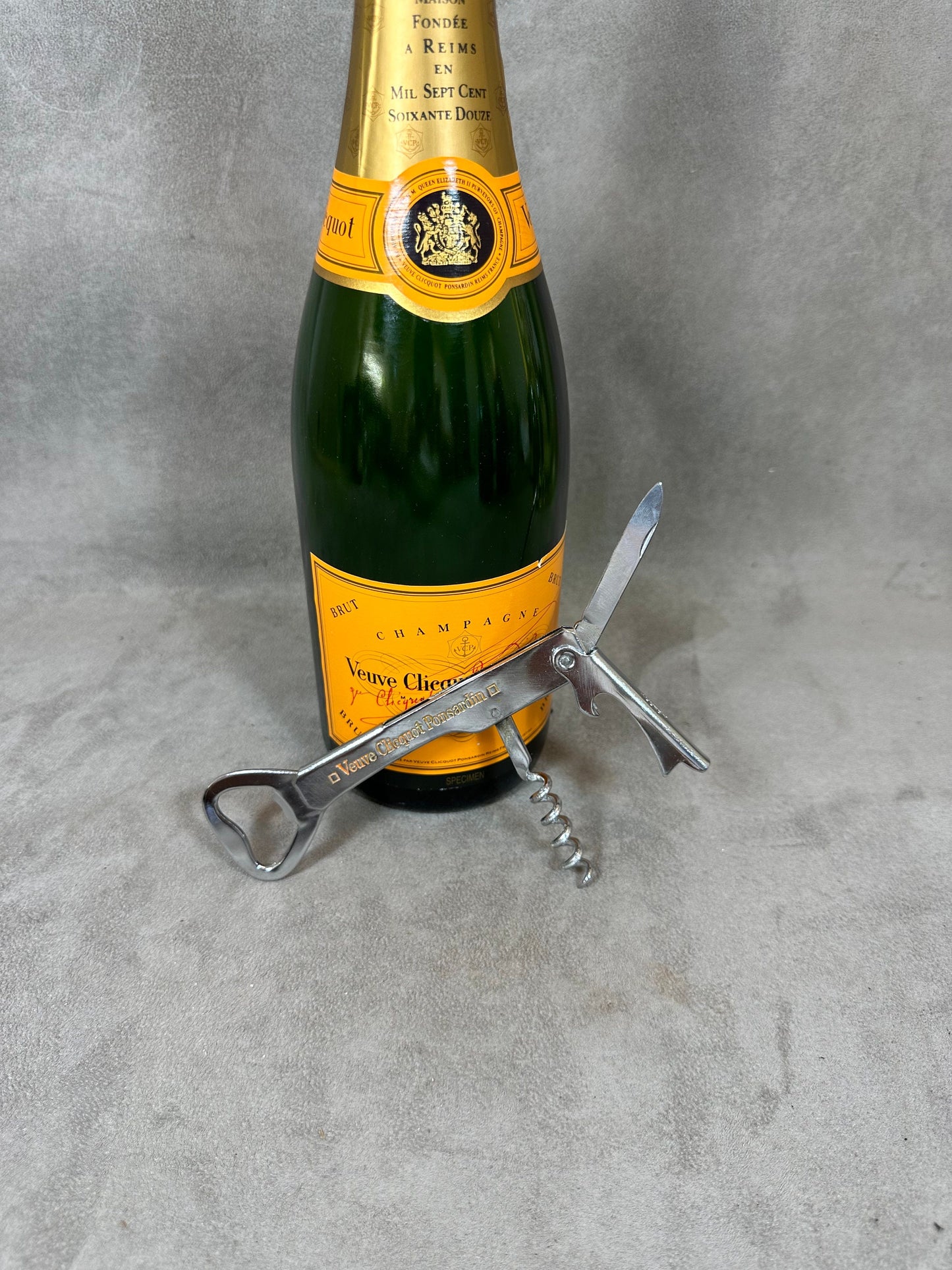 Veuve Clicquot Flaschenöffner, Vintage Stahlkorkenzieher Made in France, Weinsammler, französischer Wein