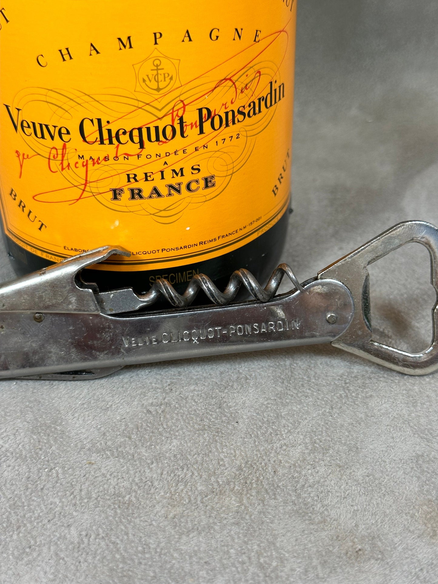 Veuve Clicquot Bottle Opener, Vintage Steel Corkscrew Made in France, Wine Collectors, French Wine