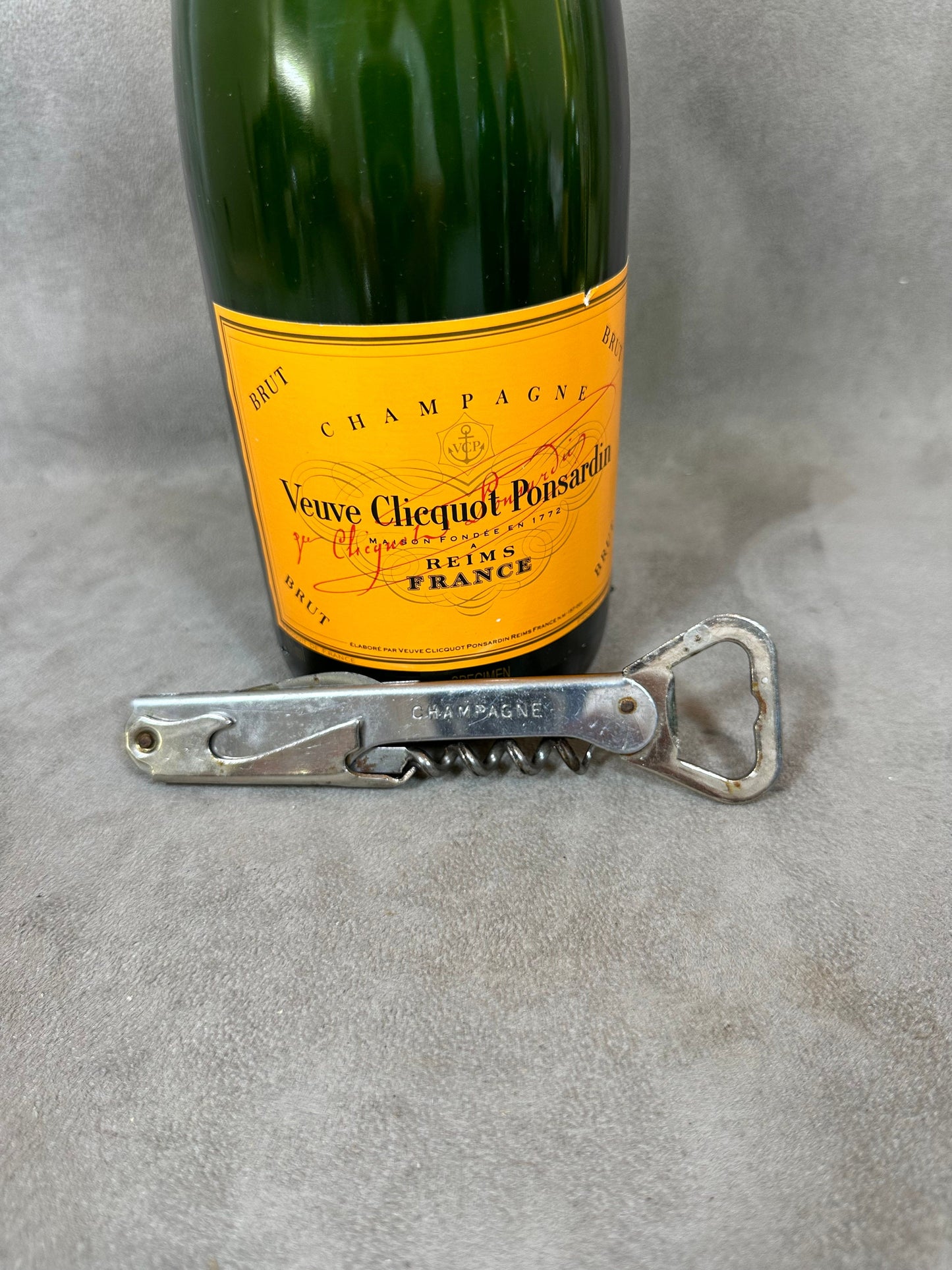 Veuve Clicquot Bottle Opener, Vintage Steel Corkscrew Made in France, Wine Collectors, French Wine