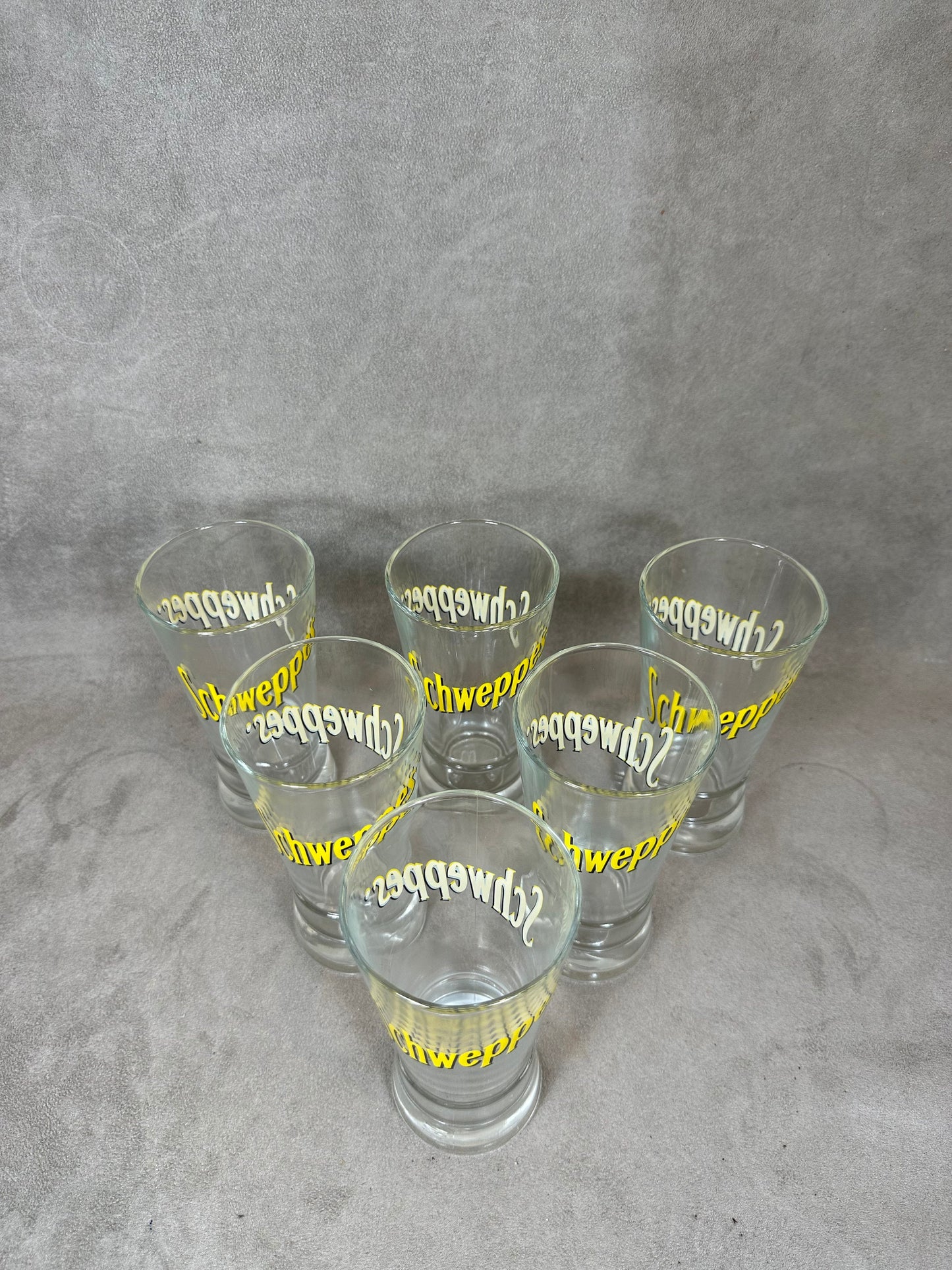 Set Schweppes de 6 verres vintage made in France Années 1980