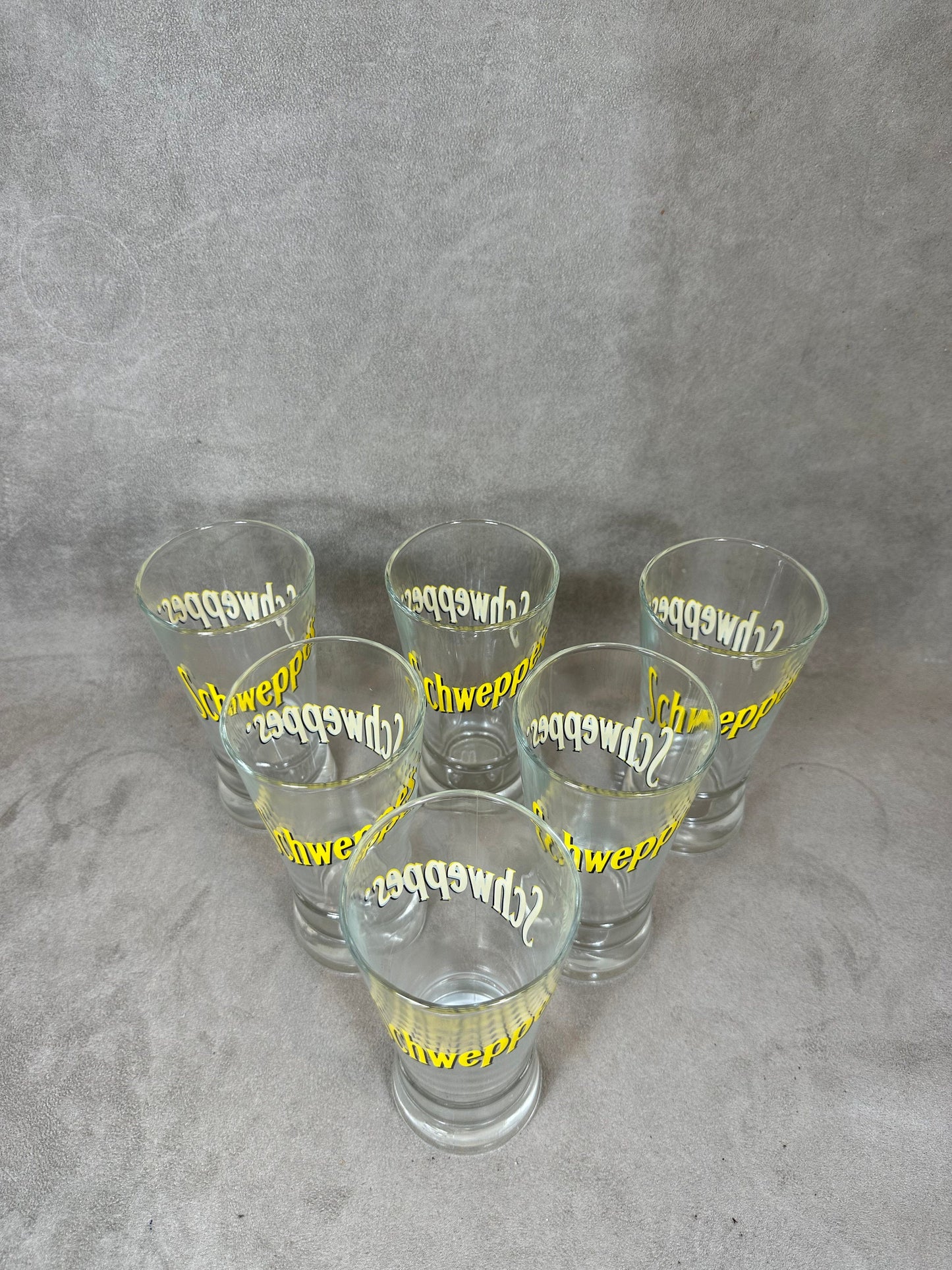 Set Schweppes de 6 verres vintage made in France Années 1980