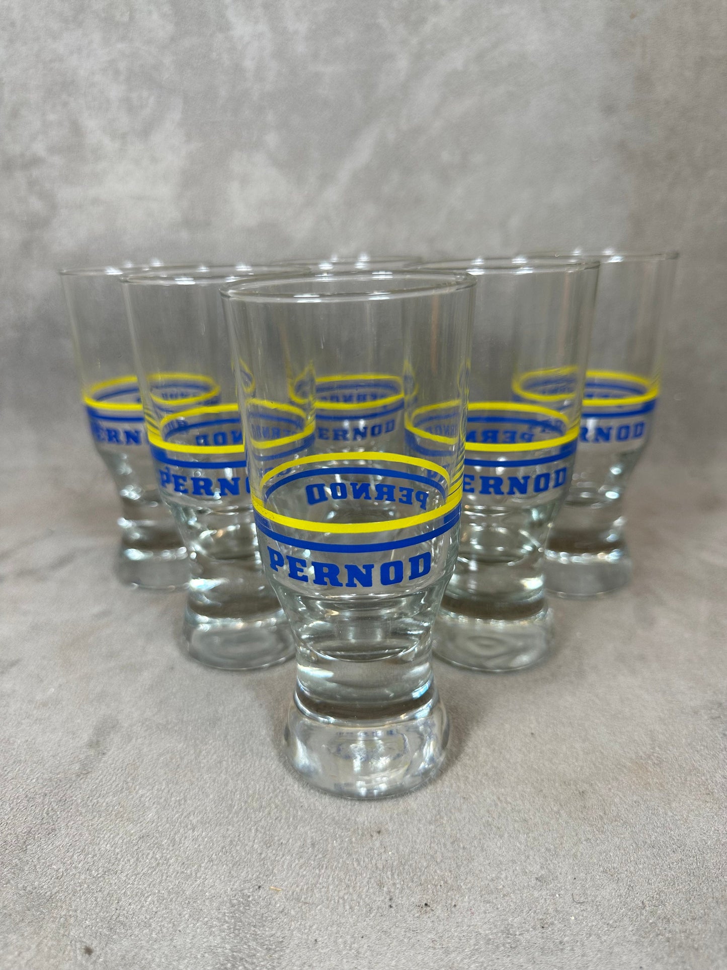 6er Set Pastisgläser Pastis 51 aus Vintage-Retroglas Made in France 1950er Jahre