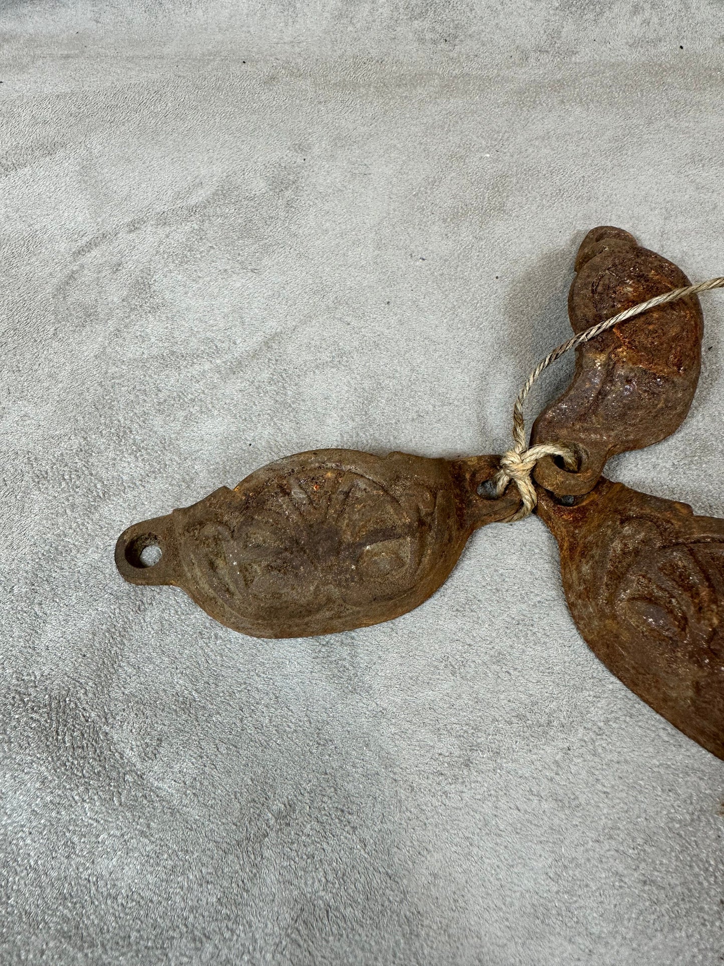 Set of 3 old cast iron furniture handles Made in France 1900
