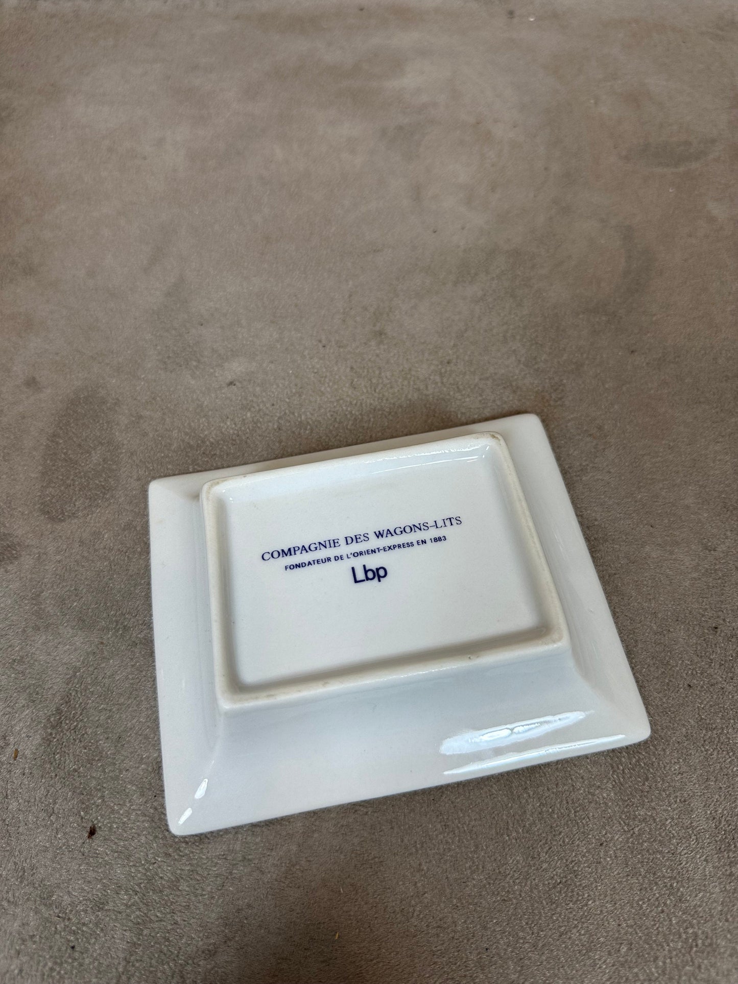 Vintage Les Wagons Lits porcelain advertising ashtray Made in France