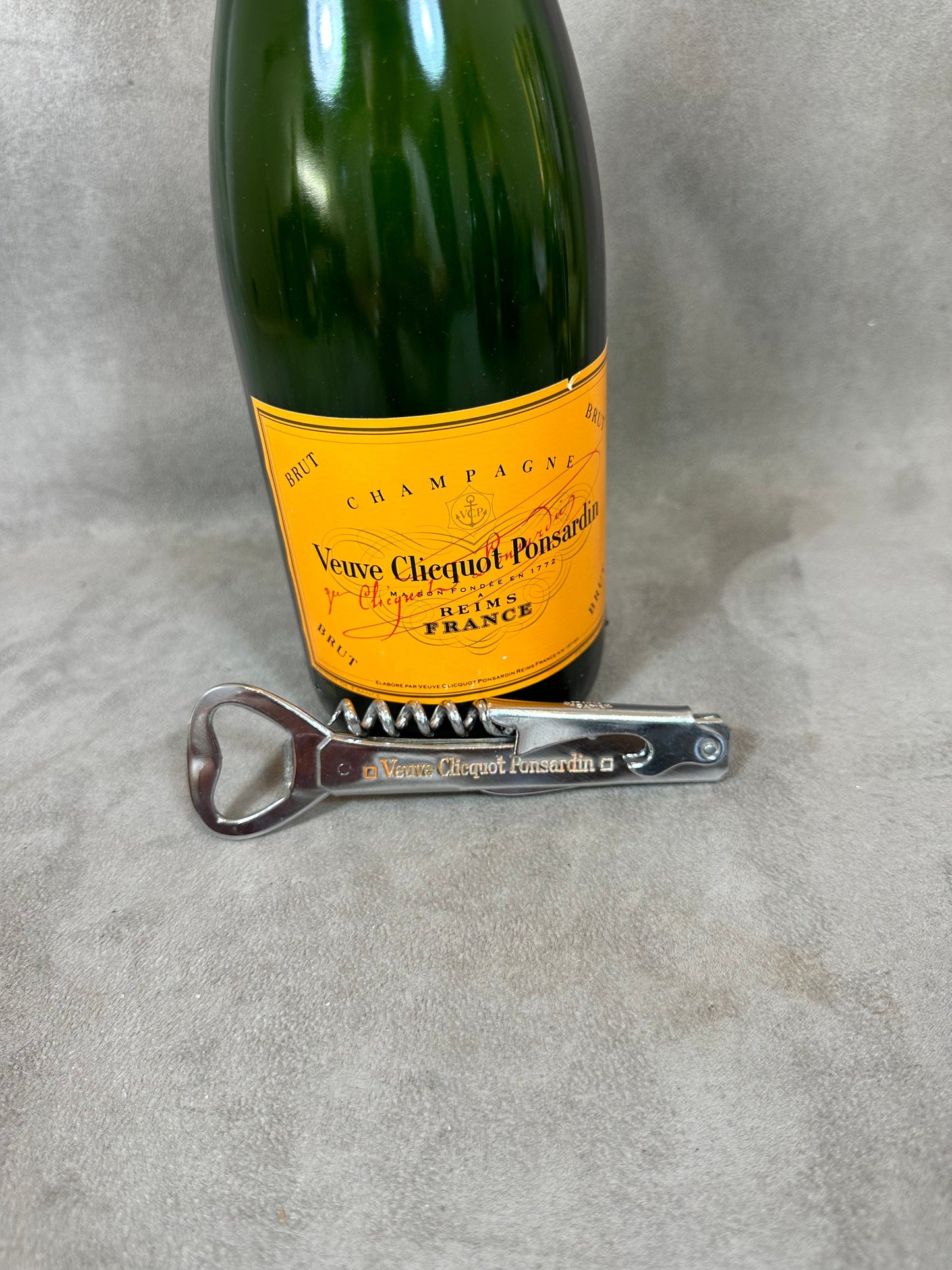 Veuve Clicquot Flaschenöffner, Vintage Stahlkorkenzieher Made in France, Weinsammler, französischer Wein