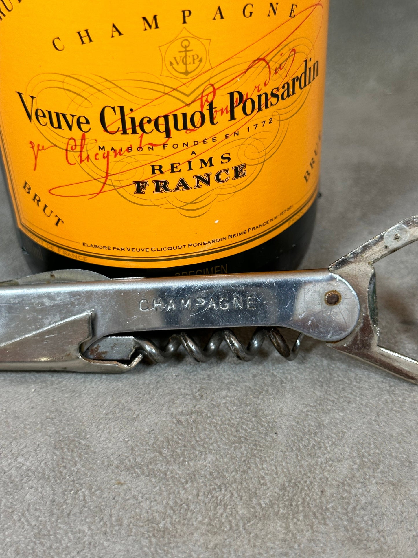 Veuve Clicquot Bottle Opener, Vintage Steel Corkscrew Made in France, Wine Collectors, French Wine