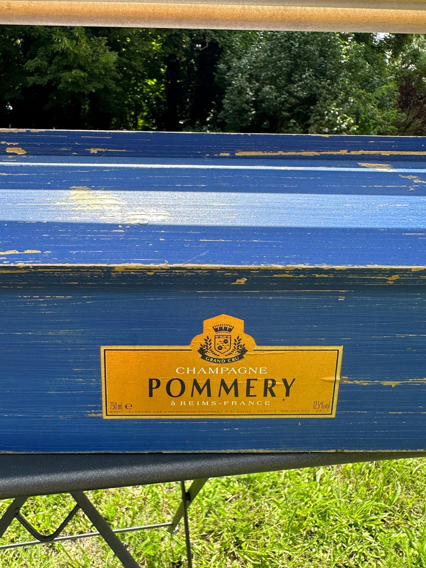 Wooden Case for Pommery Champagne Bottle, Toolbox Style, Made in France, Vintage 1980