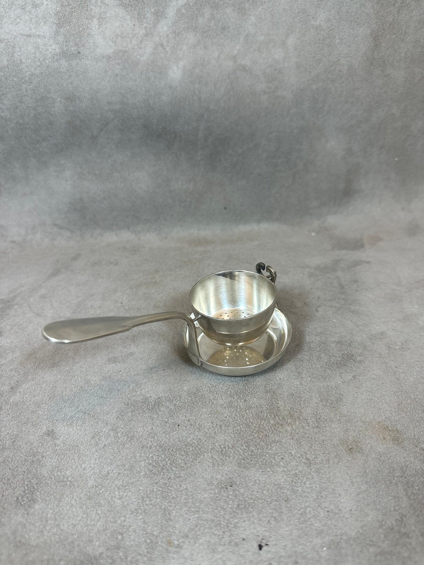 Vintage silver metal tea strainer Made in France