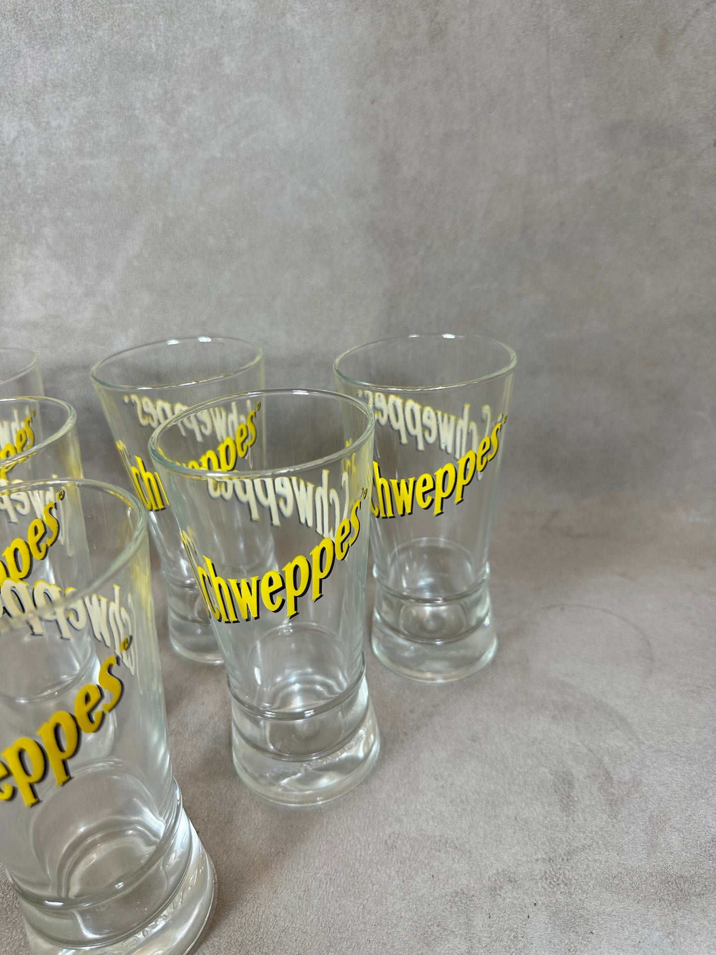 Set Schweppes de 6 verres vintage made in France Années 1980