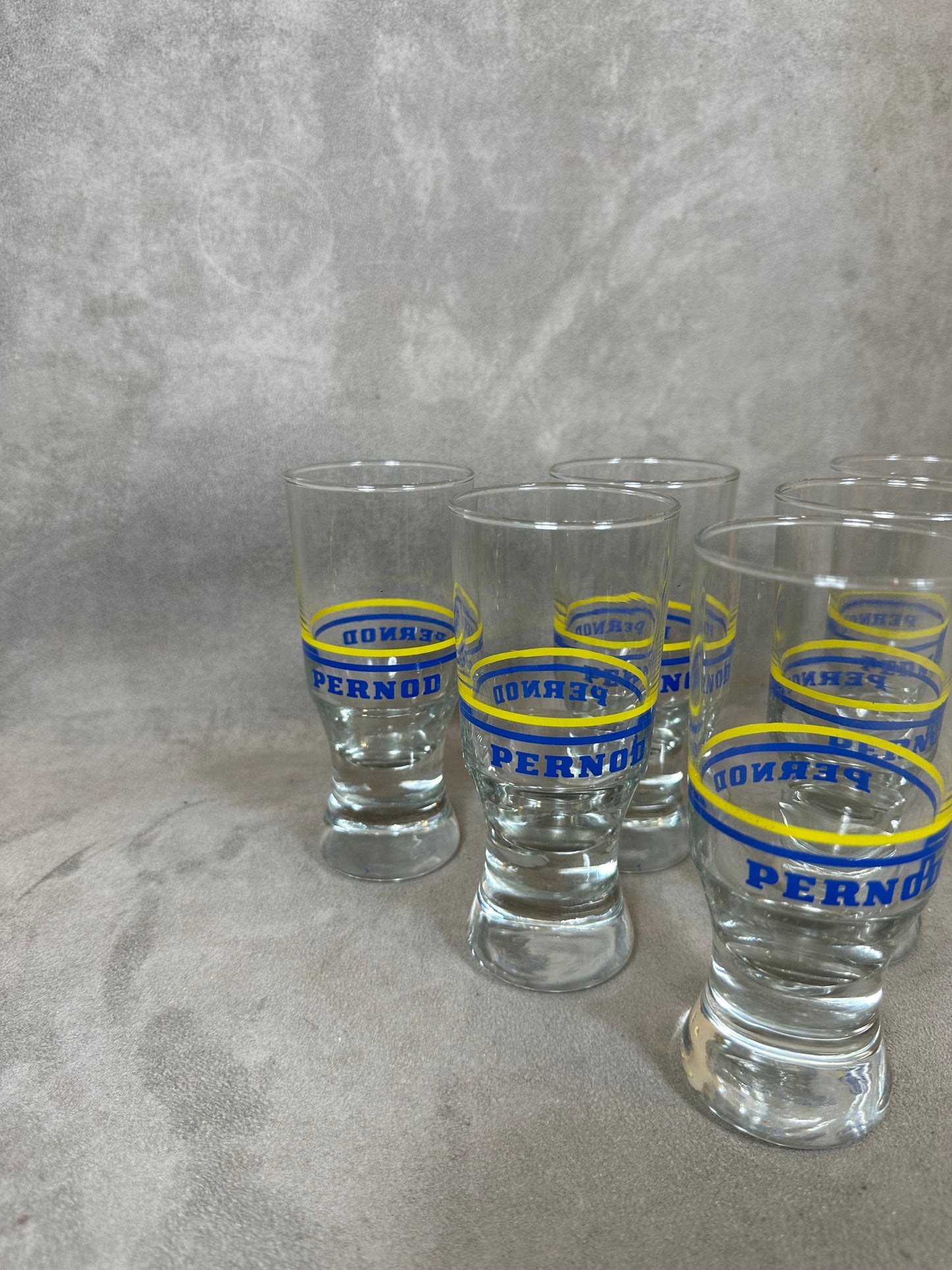 6er Set Pastisgläser Pastis 51 aus Vintage-Retroglas Made in France 1950er Jahre