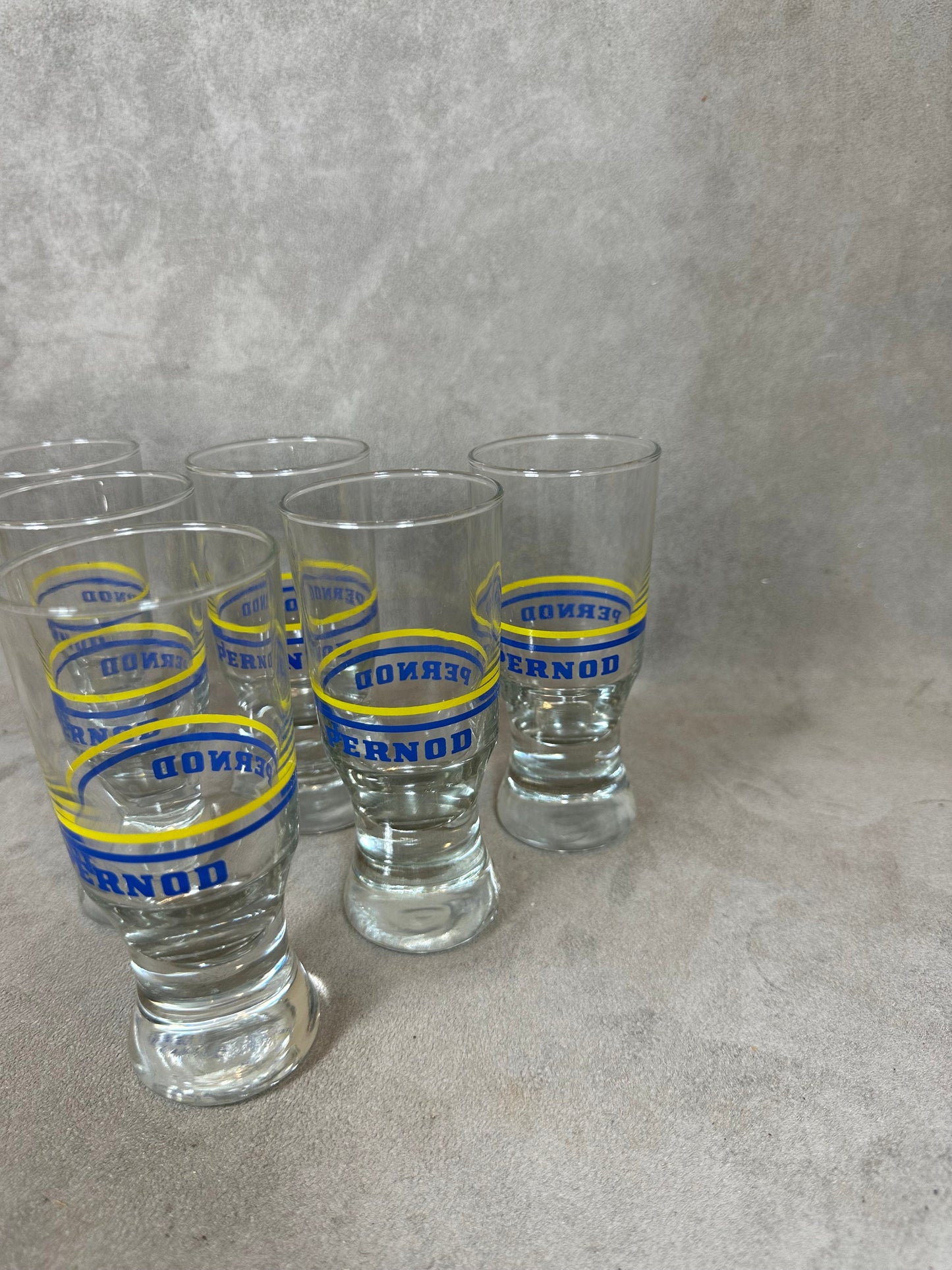 6er Set Pastisgläser Pastis 51 aus Vintage-Retroglas Made in France 1950er Jahre