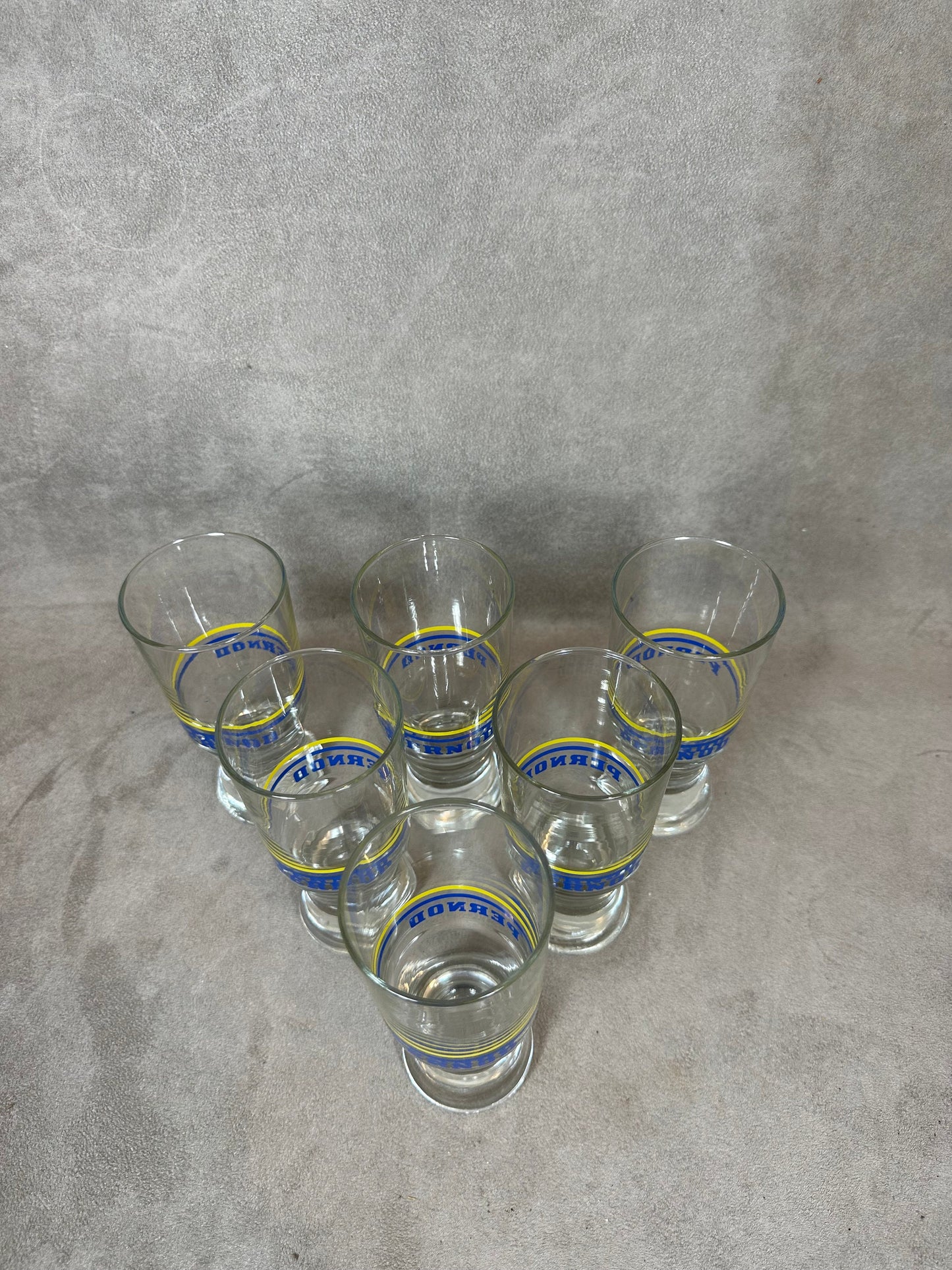 6er Set Pastisgläser Pastis 51 aus Vintage-Retroglas Made in France 1950er Jahre