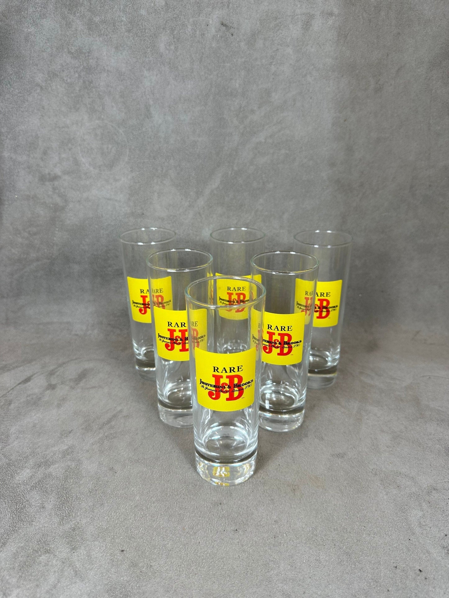 Set of 6 vintage J&amp;B whisky glasses in glass Made in France