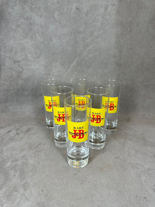 Set of 6 vintage J&amp;B whisky glasses in glass Made in France