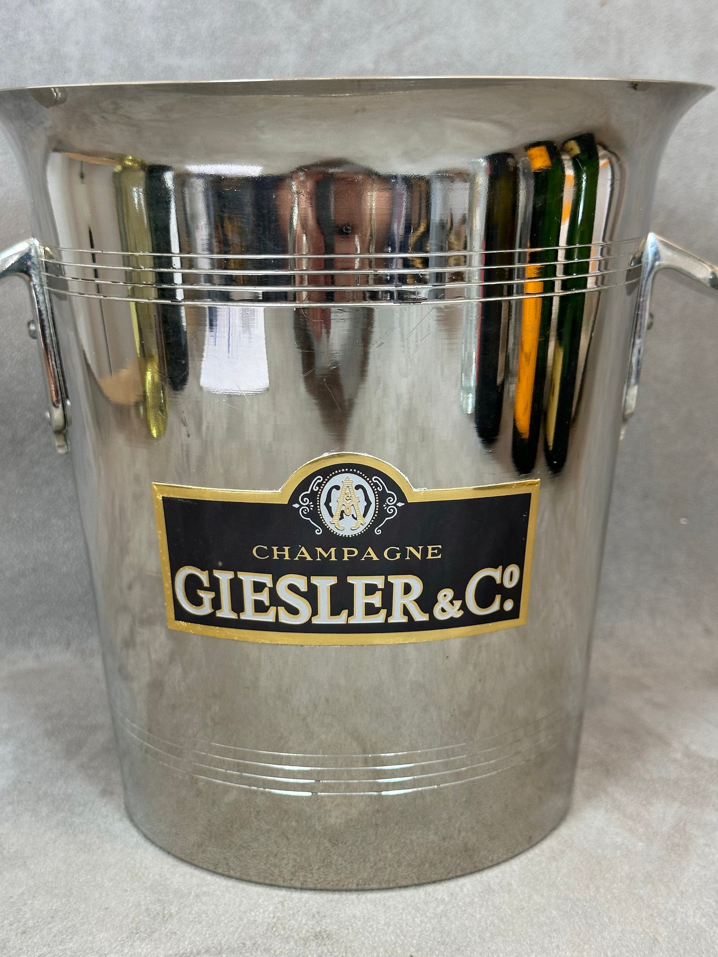 RARE Antique French chrome champagne cooler, Made for Champagne GIESLER &amp; Co in AVIZE.