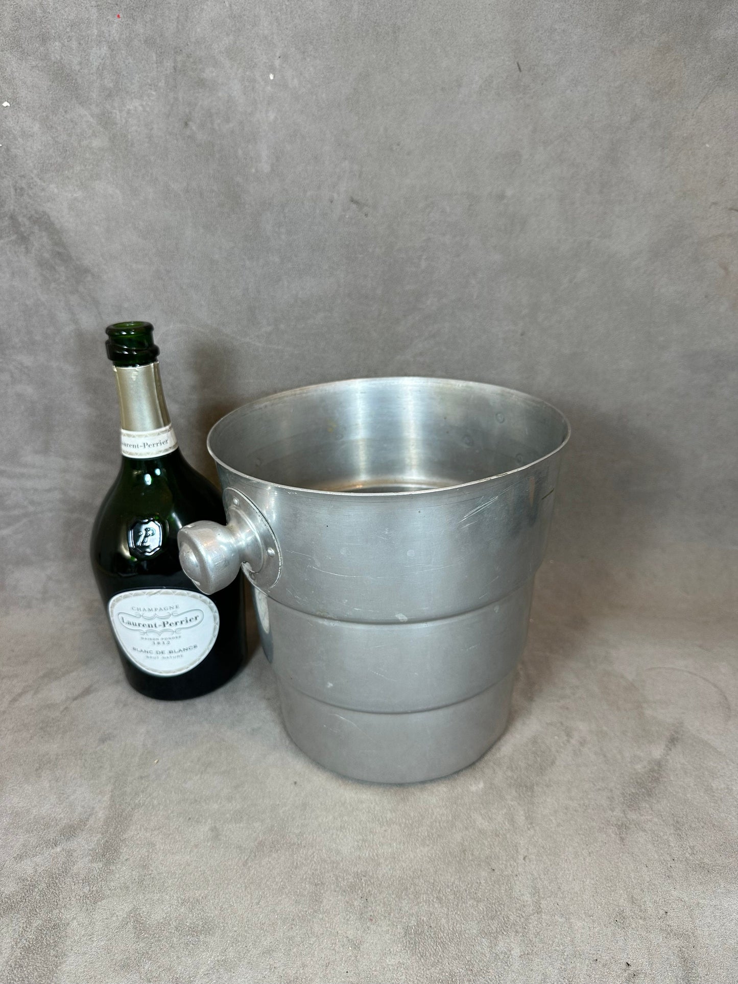 RARE Vintage Laurent-Perrier aluminum champagne bucket made in France 1950s