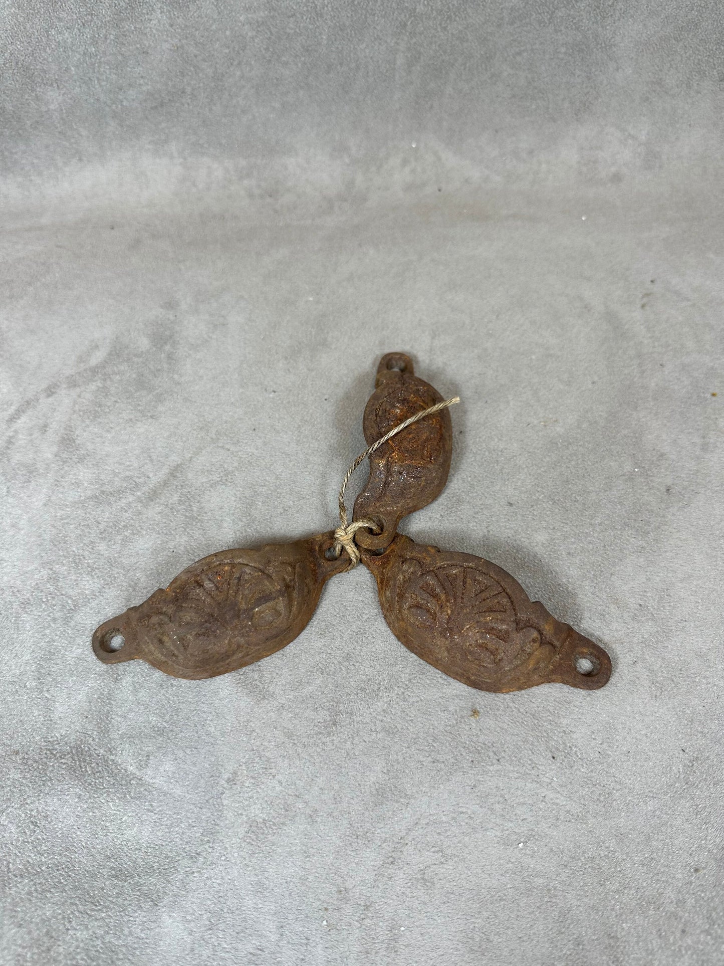 Set of 3 old cast iron furniture handles Made in France 1900