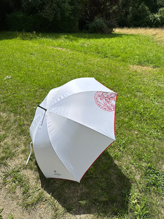 RARE Taittinger umbrella in white and red vintage polyester Made in France