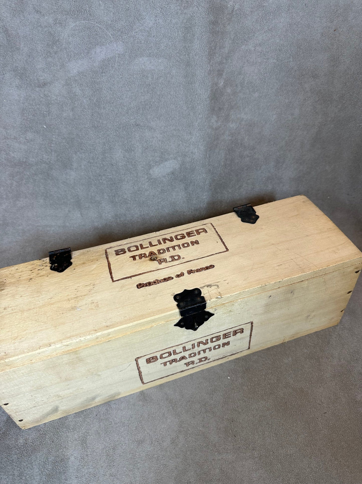 Wooden box for Bollinger champagne bottles Made in France 1960s