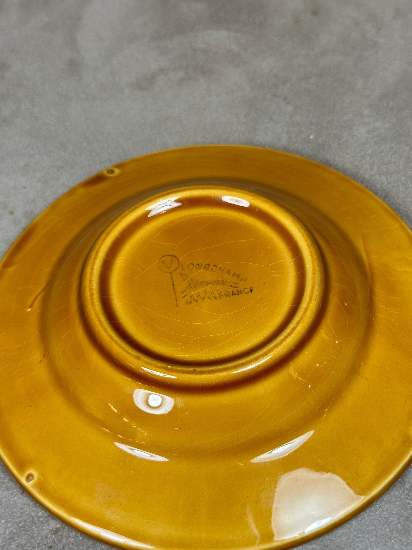 Vintage orange ceramic ashtray Ambassadeur Cusenier Made in France 1950s