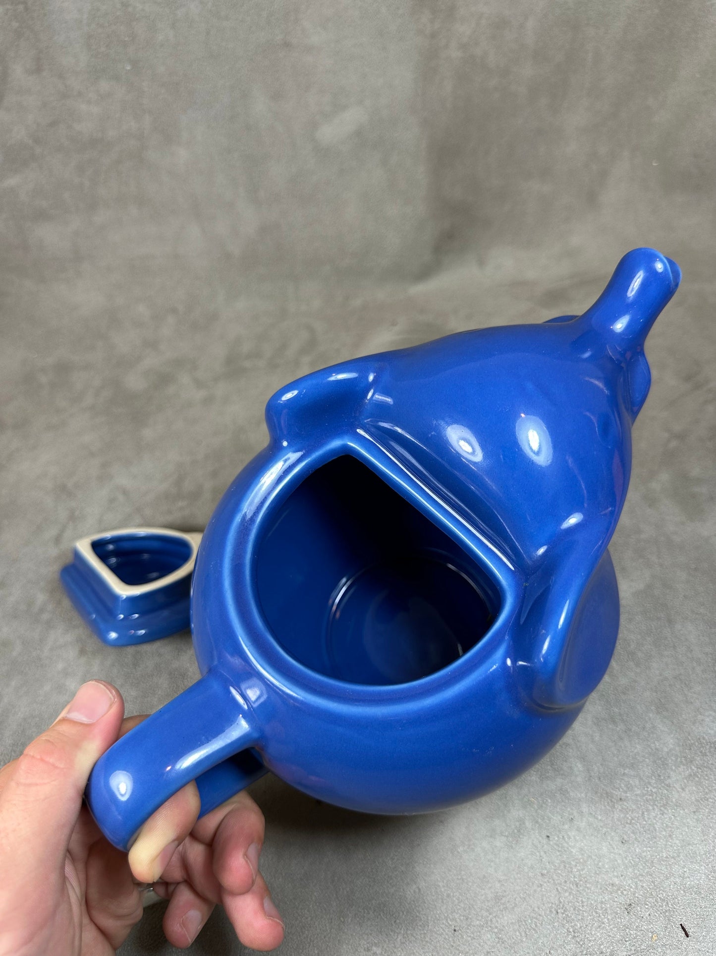 Beautiful blue ceramic teapot in the shape of an elephant Made in France