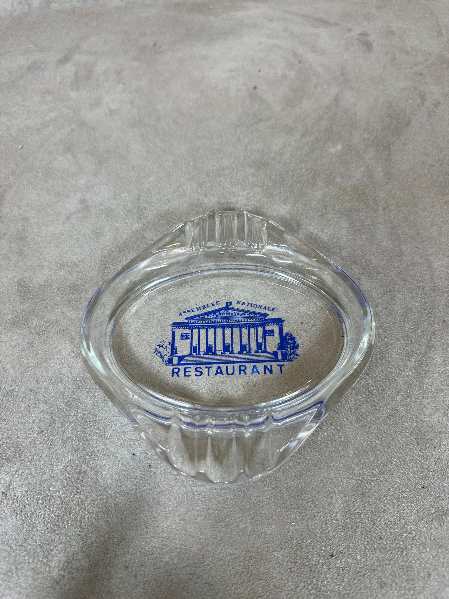 Glass Advertising Ashtray, Restaurant of the French National Assembly, Made in France, Vintage 1980