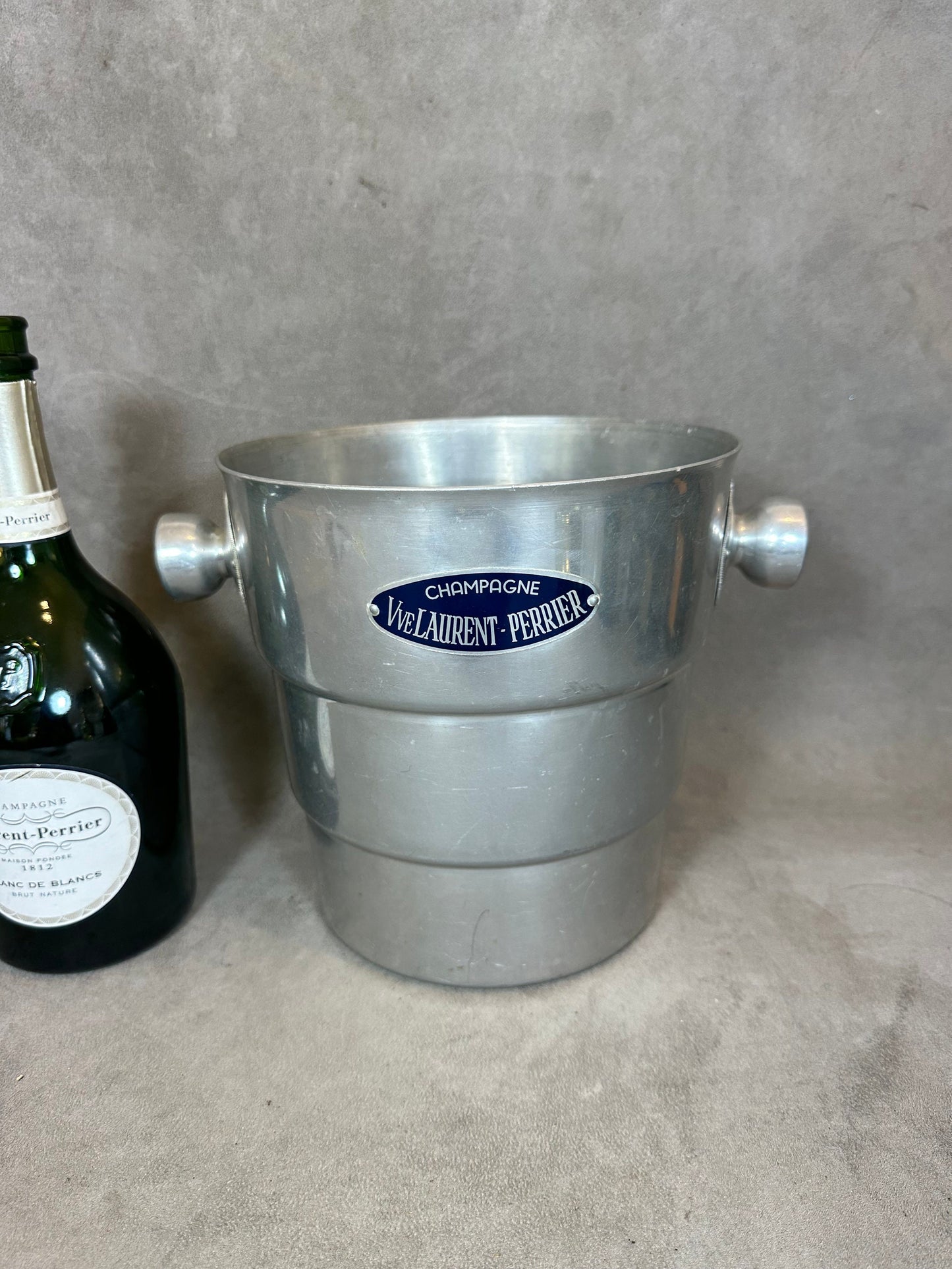 RARE Vintage Laurent-Perrier aluminum champagne bucket made in France 1950s