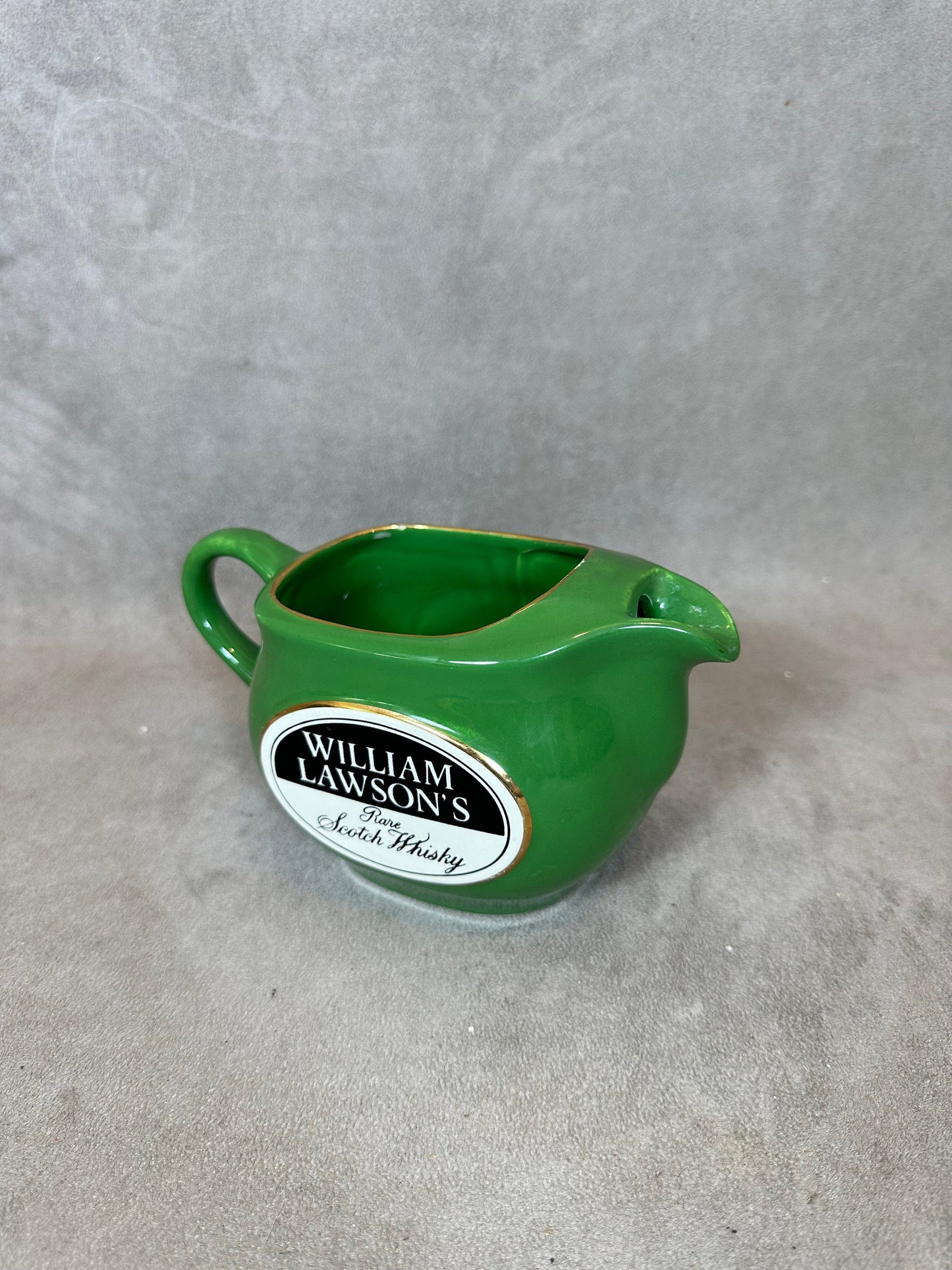 William Lawson Vintage Green Ceramic Advertising Jug Made in England Wade