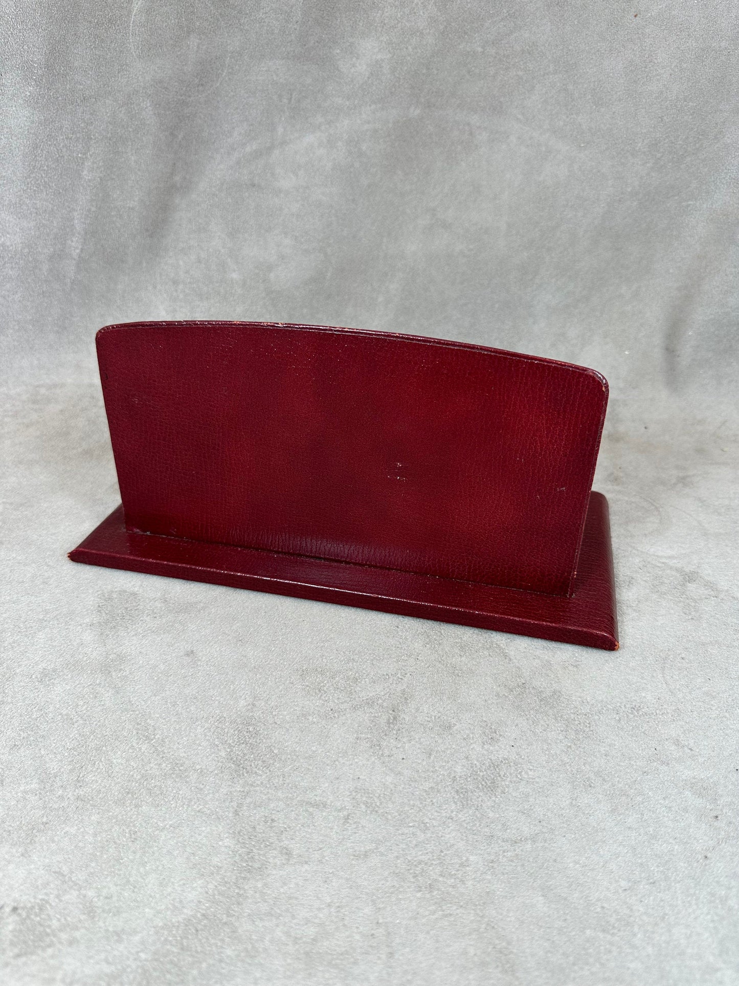 Porte lettre trieur Le Tanneur en cuir rouge bordeaux vintage Made in France 1970