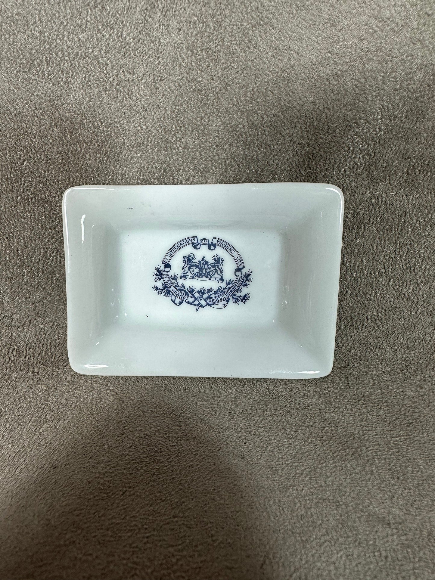 Vintage Les Wagons Lits porcelain advertising ashtray Made in France