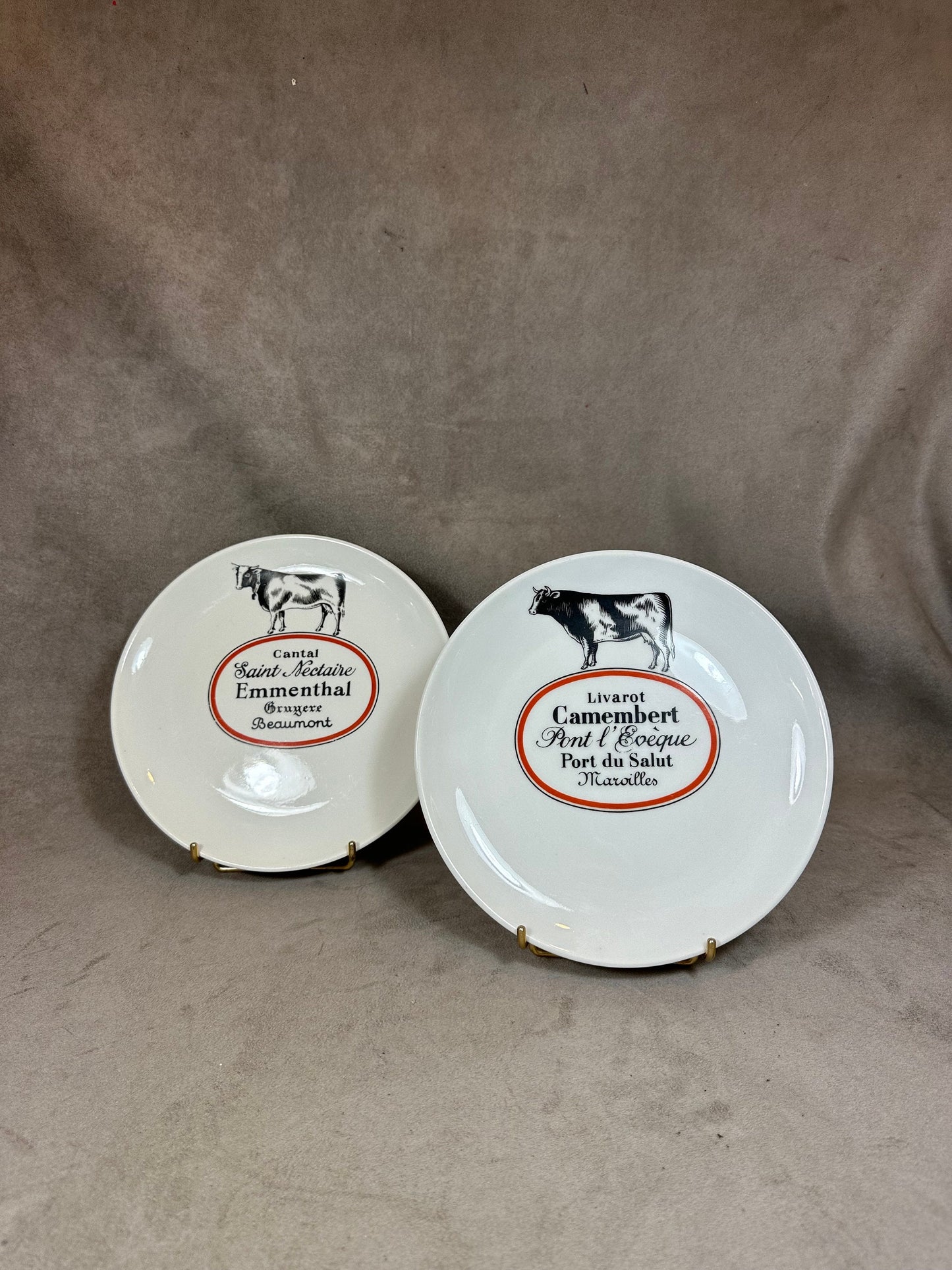 Set of 2 vintage Auteuil porcelain cheese plates Made in France