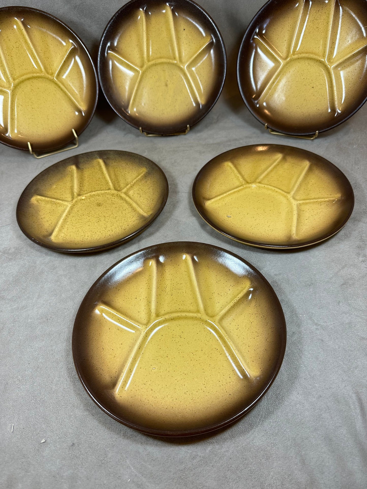 Service à fondue de 6 assiettes JAPY Rustique | Made in France 1960