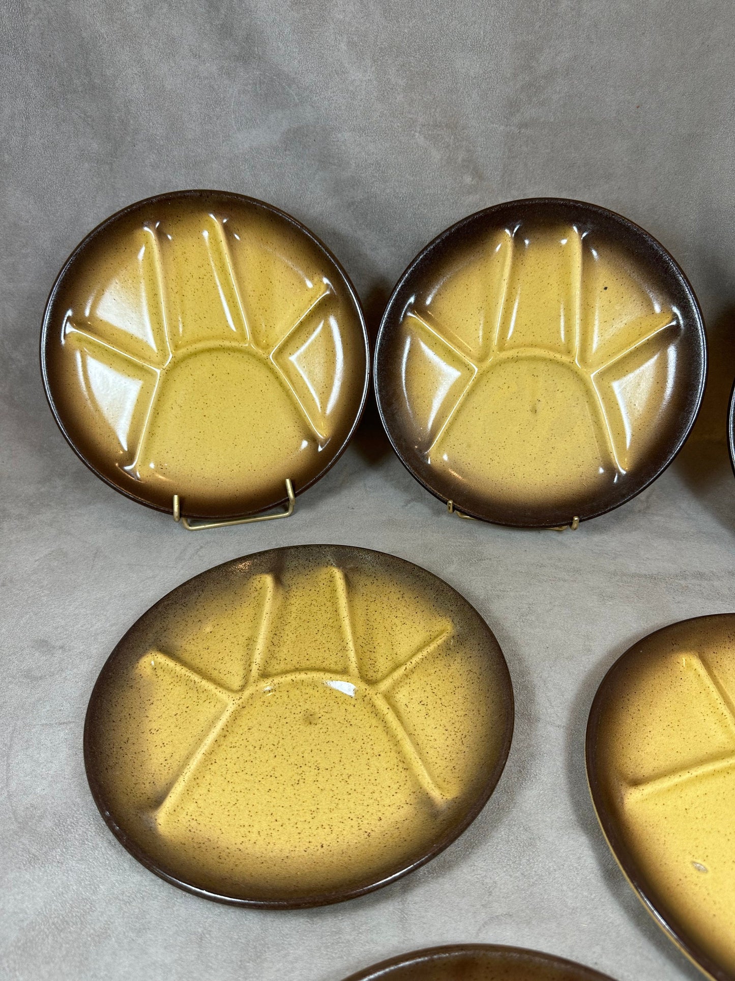Service à fondue de 6 assiettes JAPY Rustique | Made in France 1960
