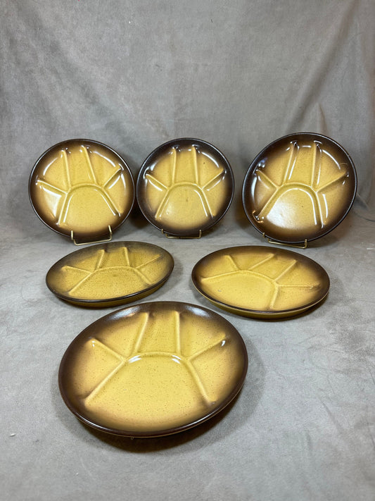 Service à fondue de 6 assiettes JAPY Rustique | Made in France 1960