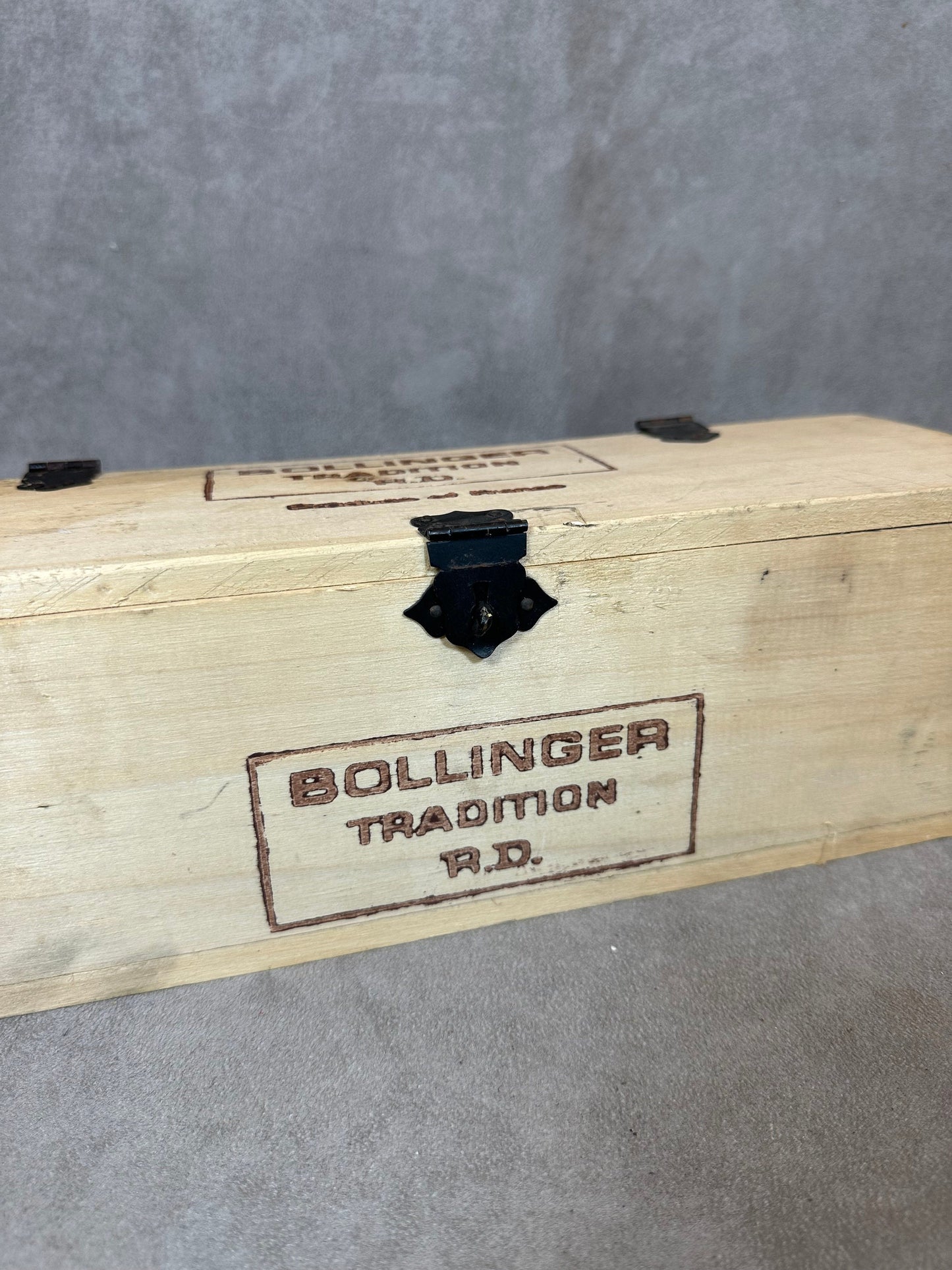 Wooden box for Bollinger champagne bottles Made in France 1960s