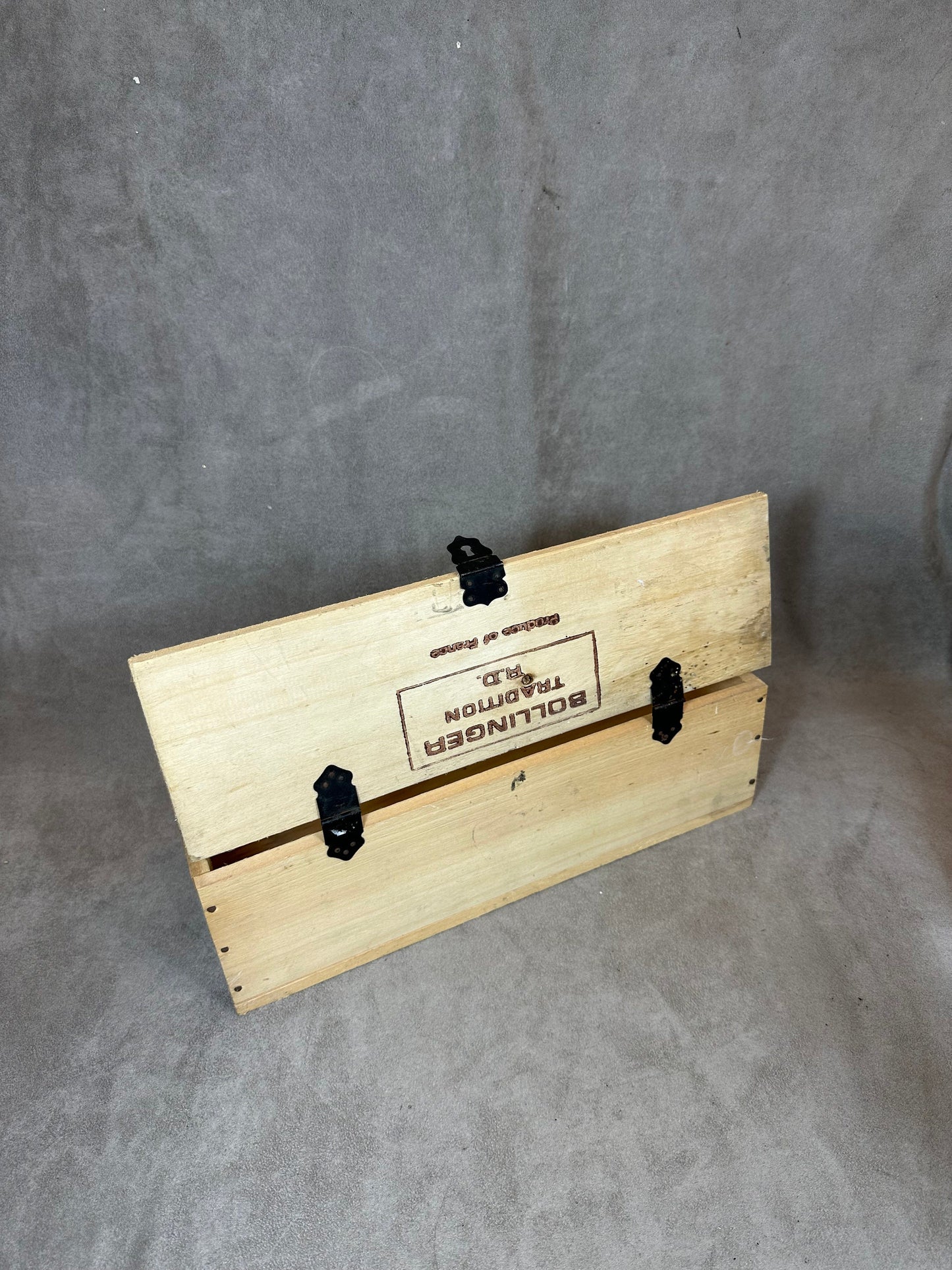 Wooden box for Bollinger champagne bottles Made in France 1960s