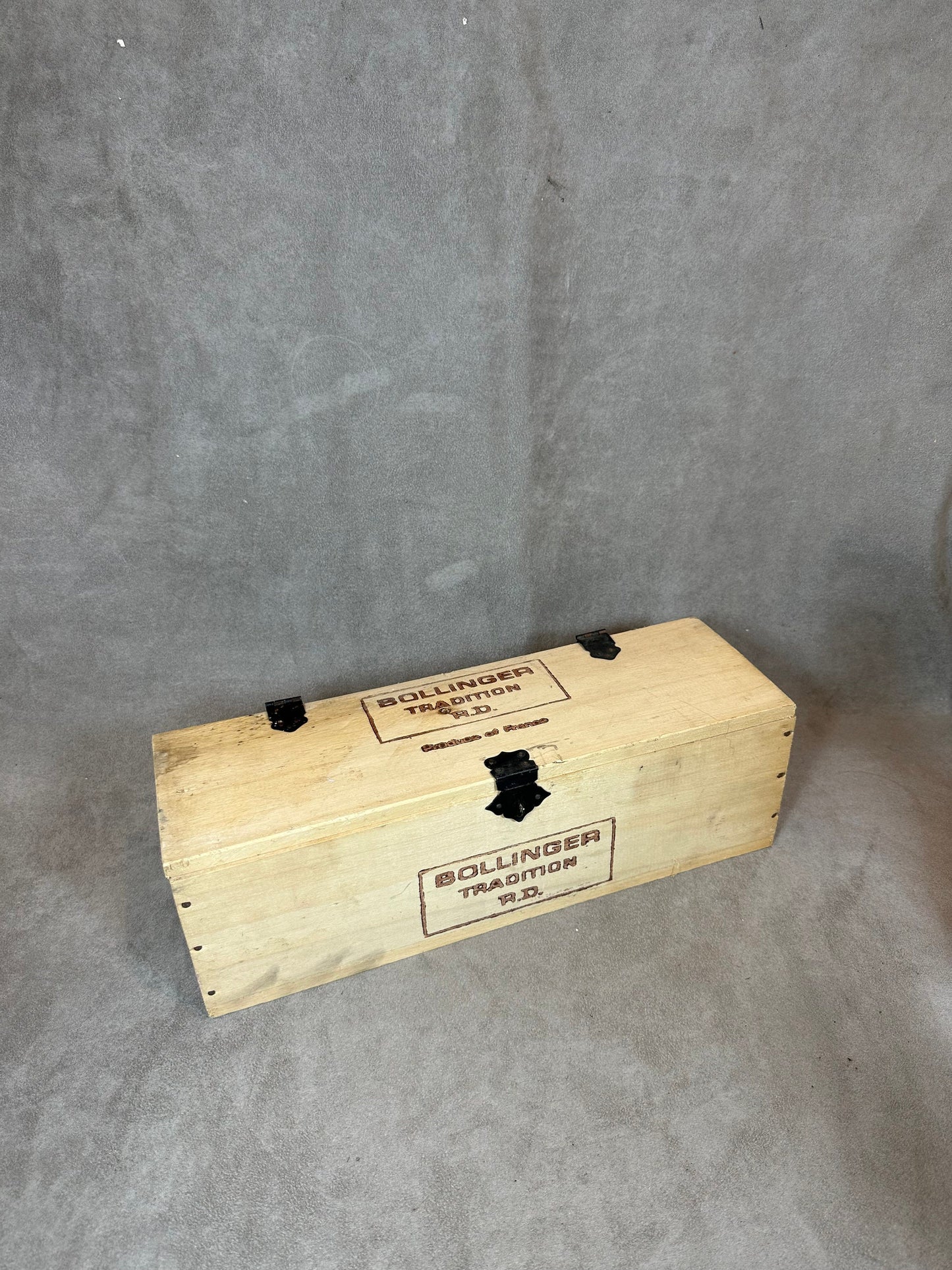 Wooden box for Bollinger champagne bottles Made in France 1960s
