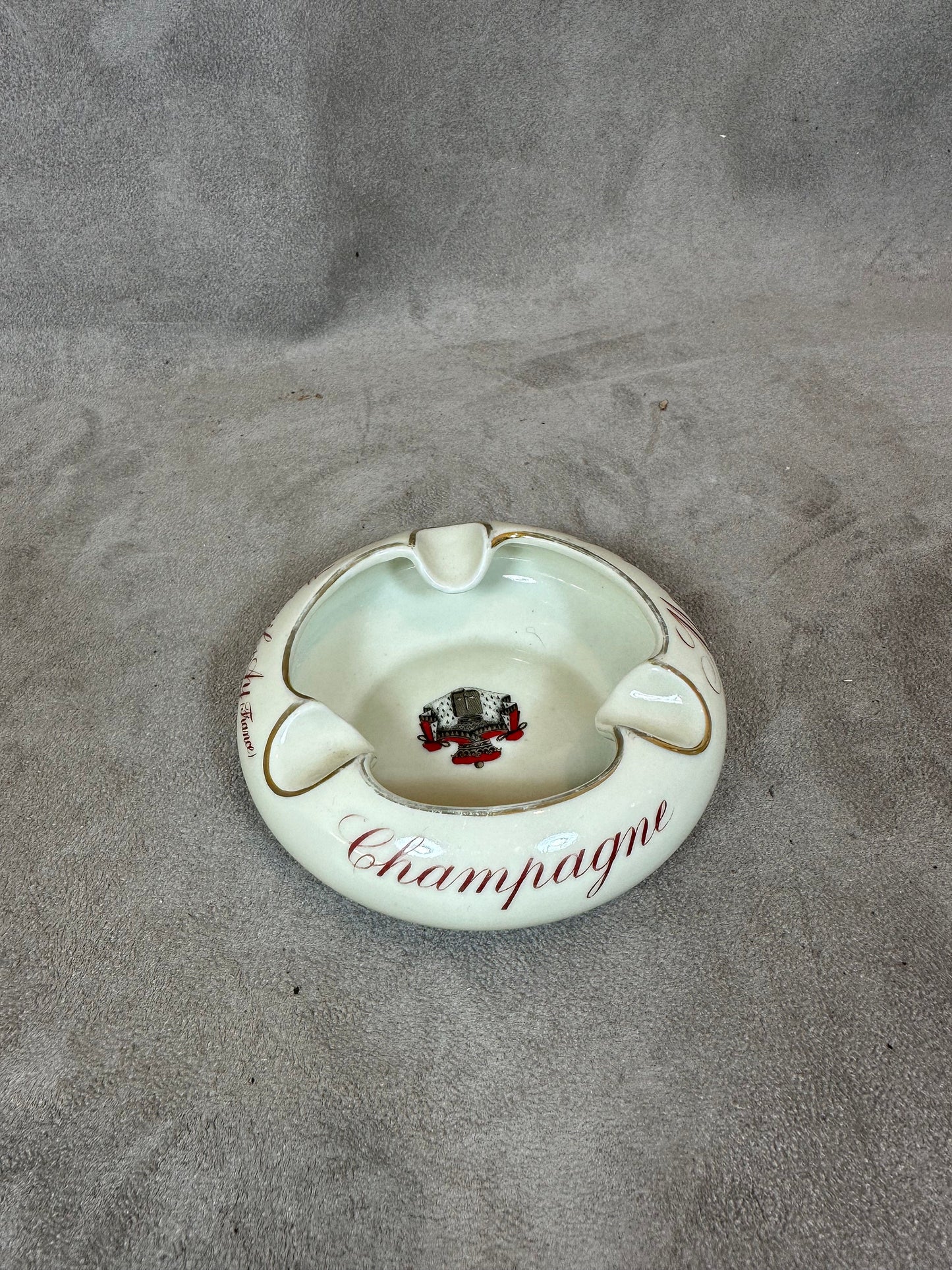 RARE Cendrier champagne Montebello en porcelaine par Bernardaud Limoges vintage Made in France 1950