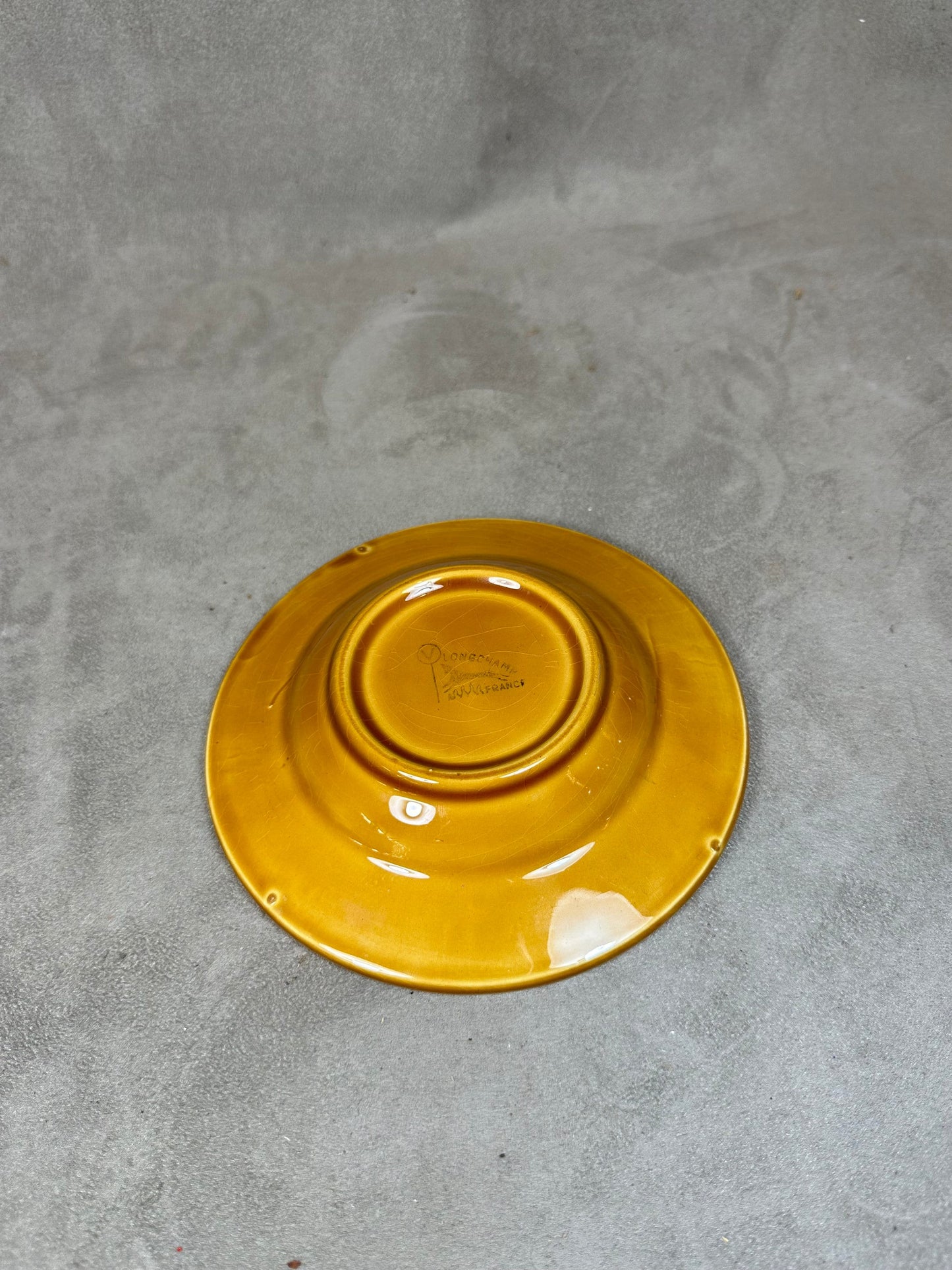 Vintage orange ceramic ashtray Ambassadeur Cusenier Made in France 1950s